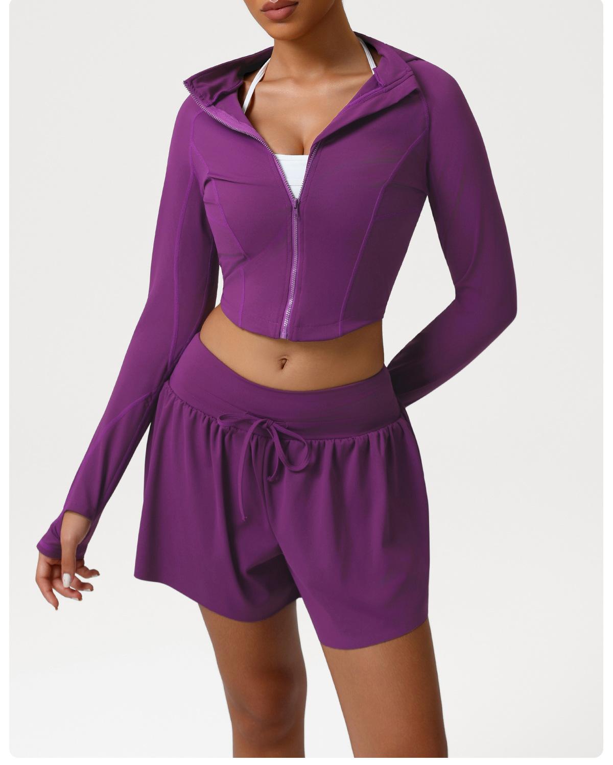 Casual Sports Hooded Suit Slim Fit Jacket Yoga Set