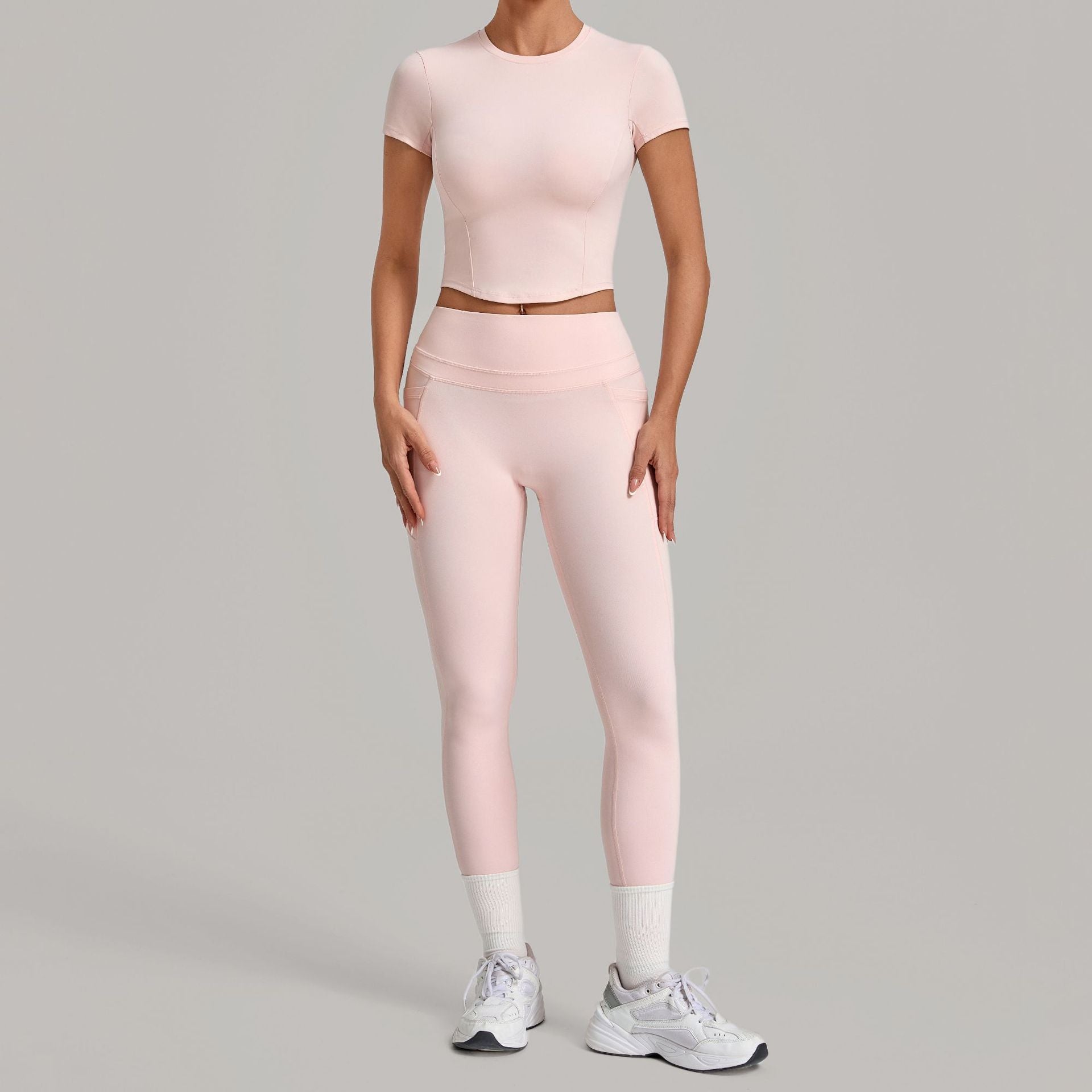 High-stretch quick-drying short-sleeve with long pants sports set