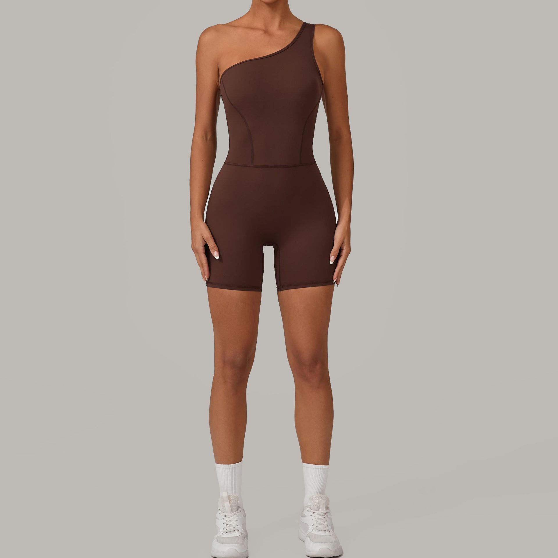 One-shoulder sports yoga jumpsuit