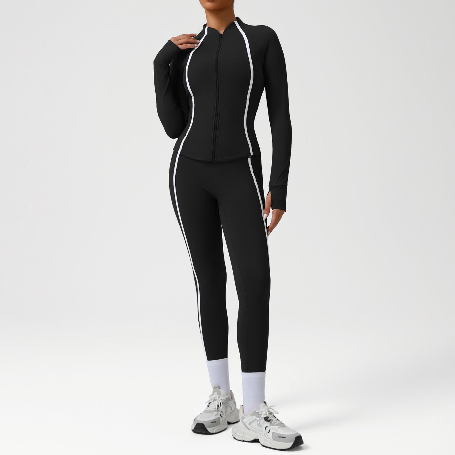Women's Hip-lifting leggings and outdoor fitness jacket set
