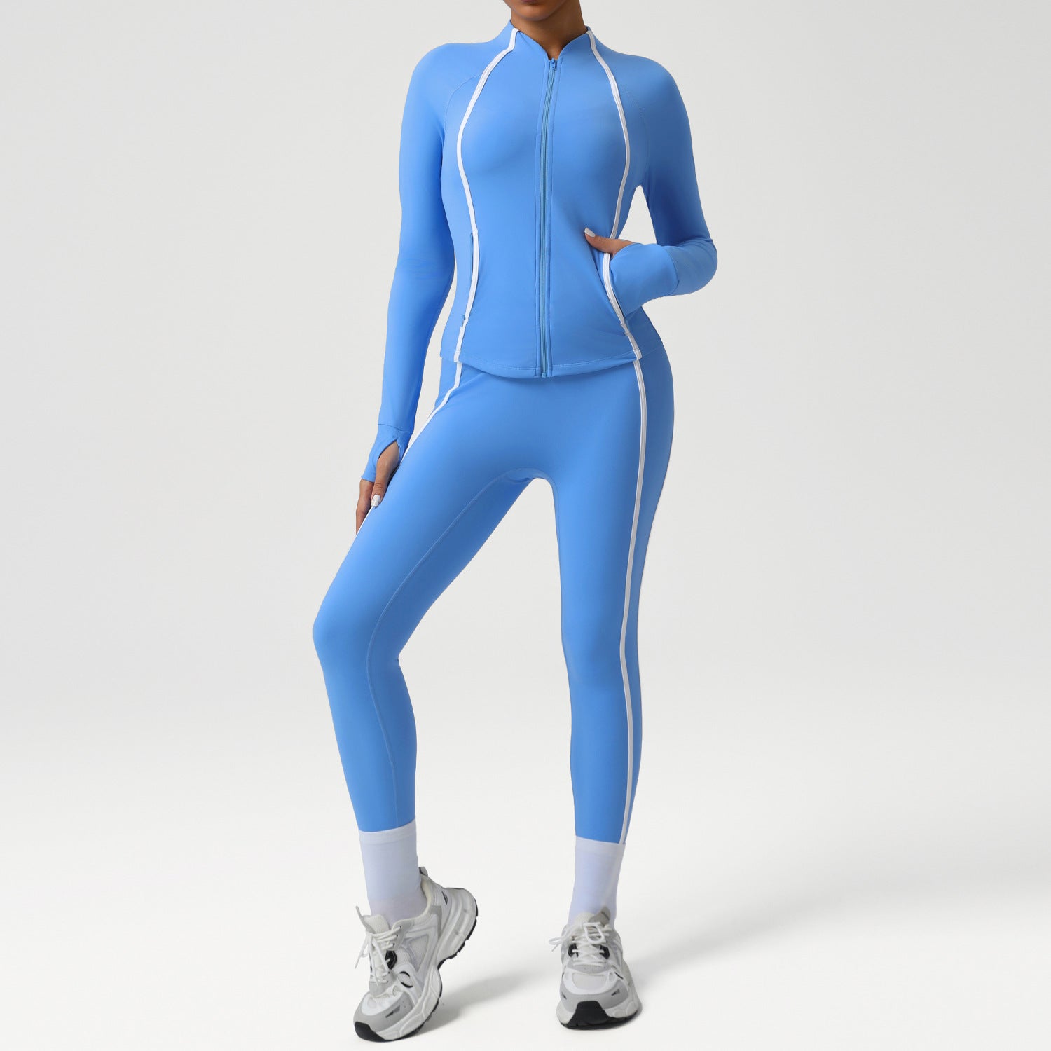 Women's Hip-lifting leggings and outdoor fitness jacket set