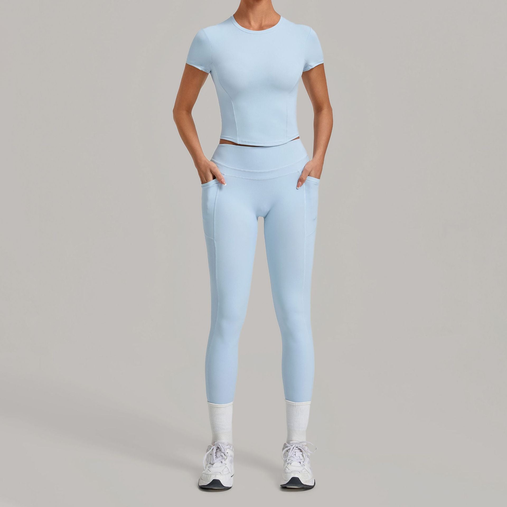 High-stretch quick-drying short-sleeve with long pants sports set