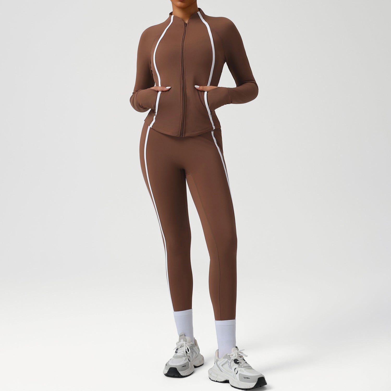 Women's Hip-lifting leggings and outdoor fitness jacket set