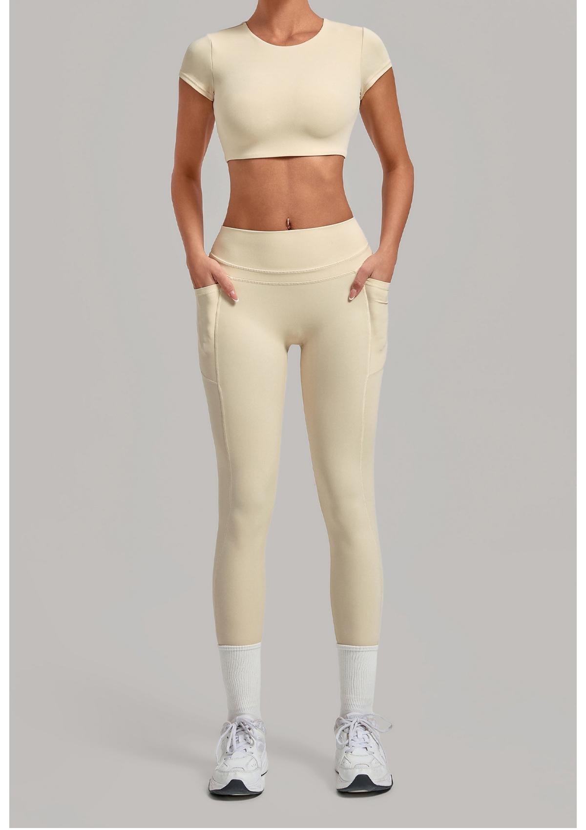 Women's wholesale quick-drying short-sleeve with long leggings sports yoga set