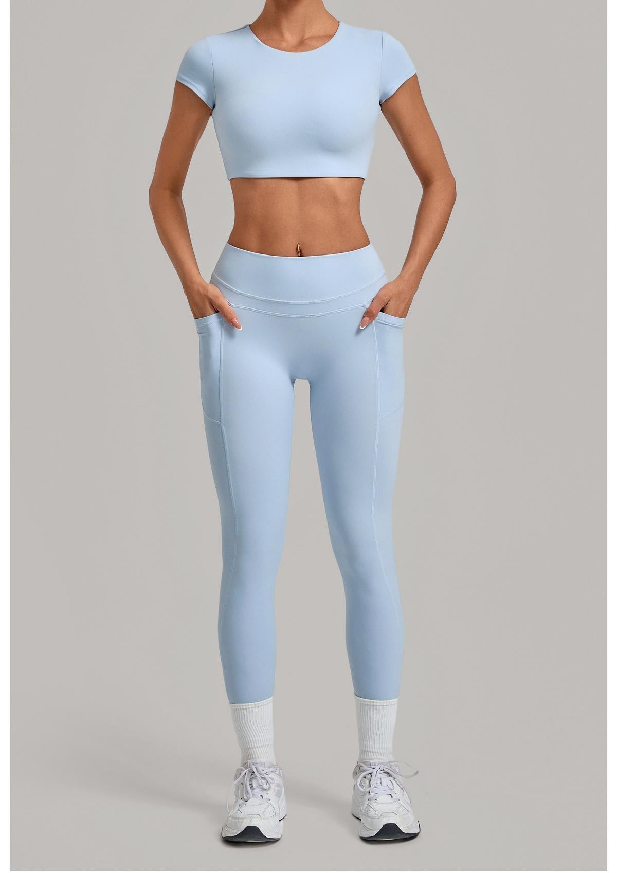 Women's wholesale quick-drying short-sleeve with long leggings sports yoga set