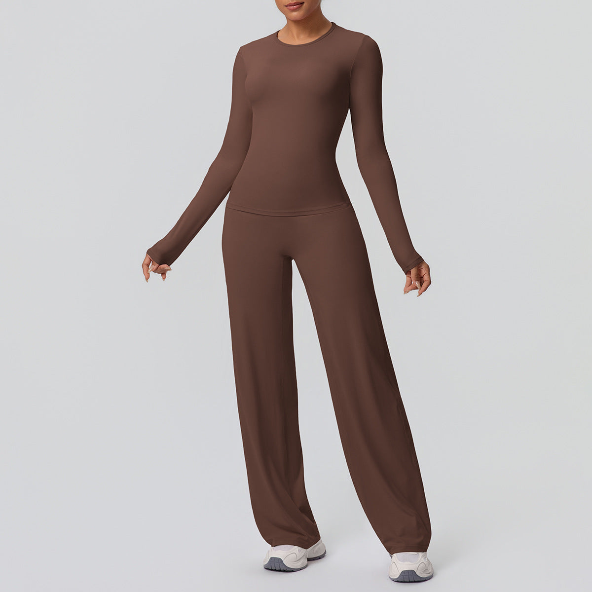 Long-sleeved wide-leg yoga outfit set