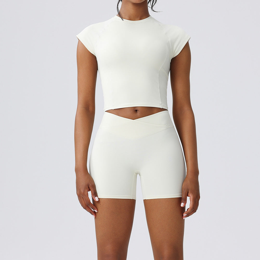 women's quick-drying short-sleeved yoga suit for running