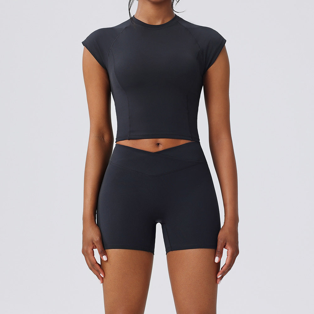women's quick-drying short-sleeved yoga suit for running