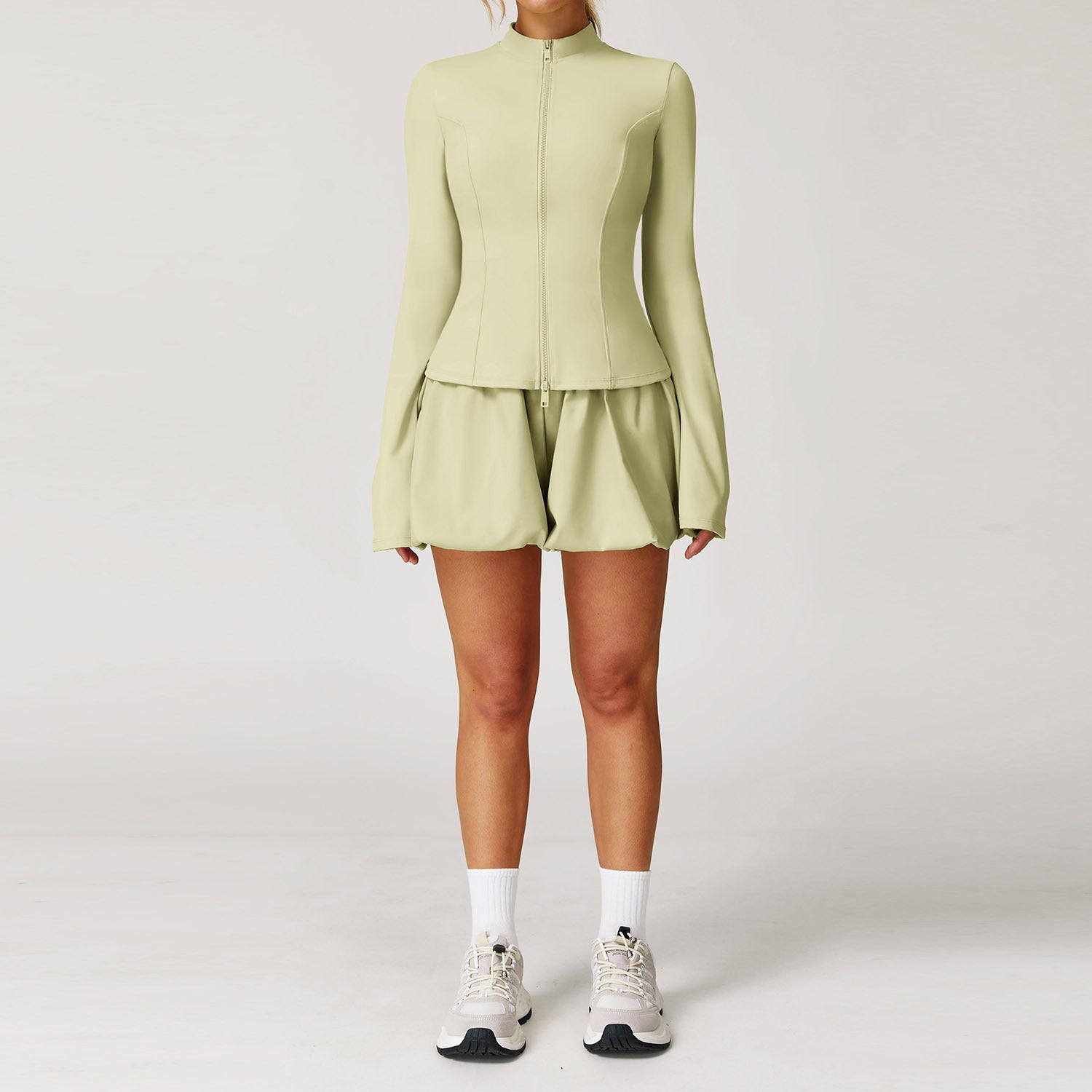 Women's quick-drying long jackets with shorts sports suit