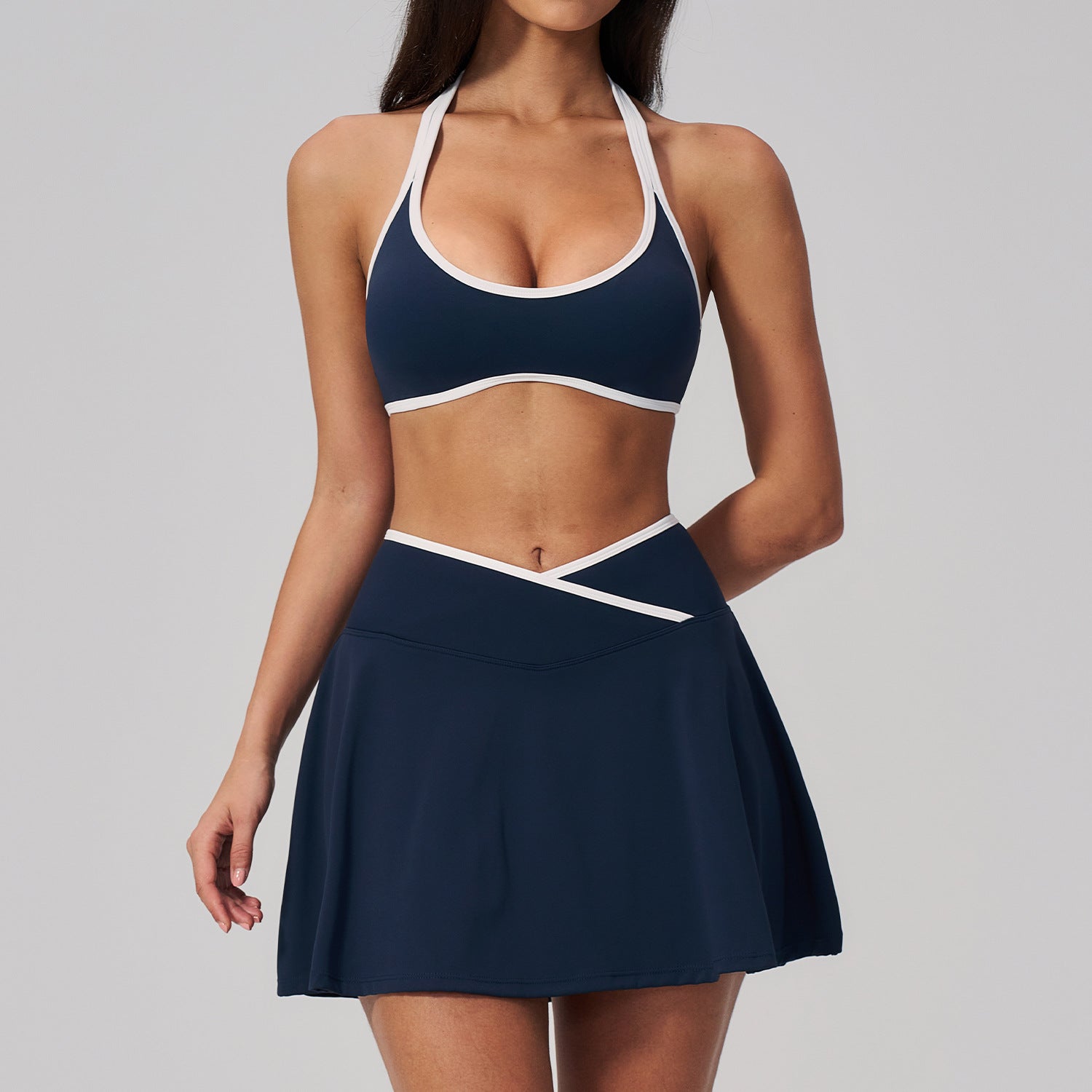 Women's Quick-Drying Sports Bra with Anti-Exposure breathable tennis Skirt Yoga Set