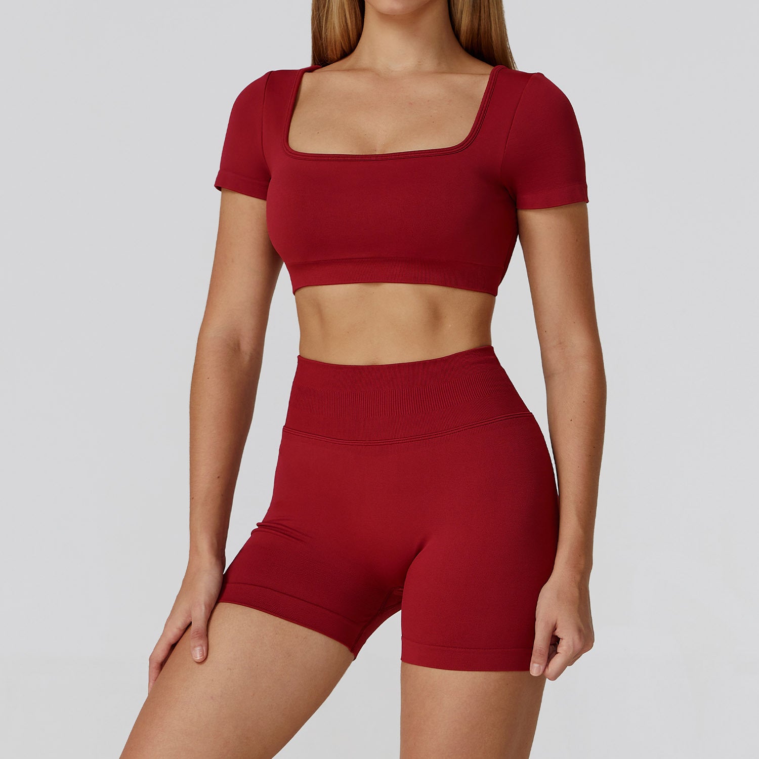 Women's Hollow beautiful back short sleeve shirt with short set