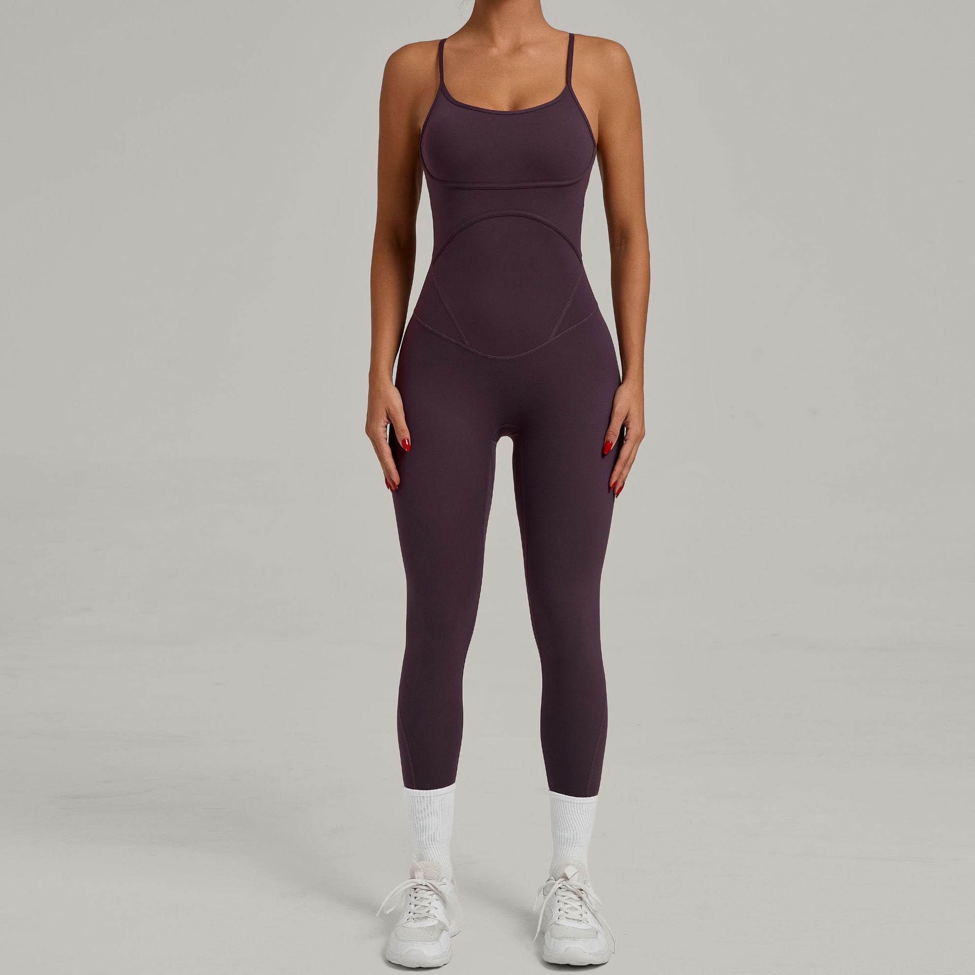 Cross-over adjustable shoulder straps hip-lifting tights jumpsuits