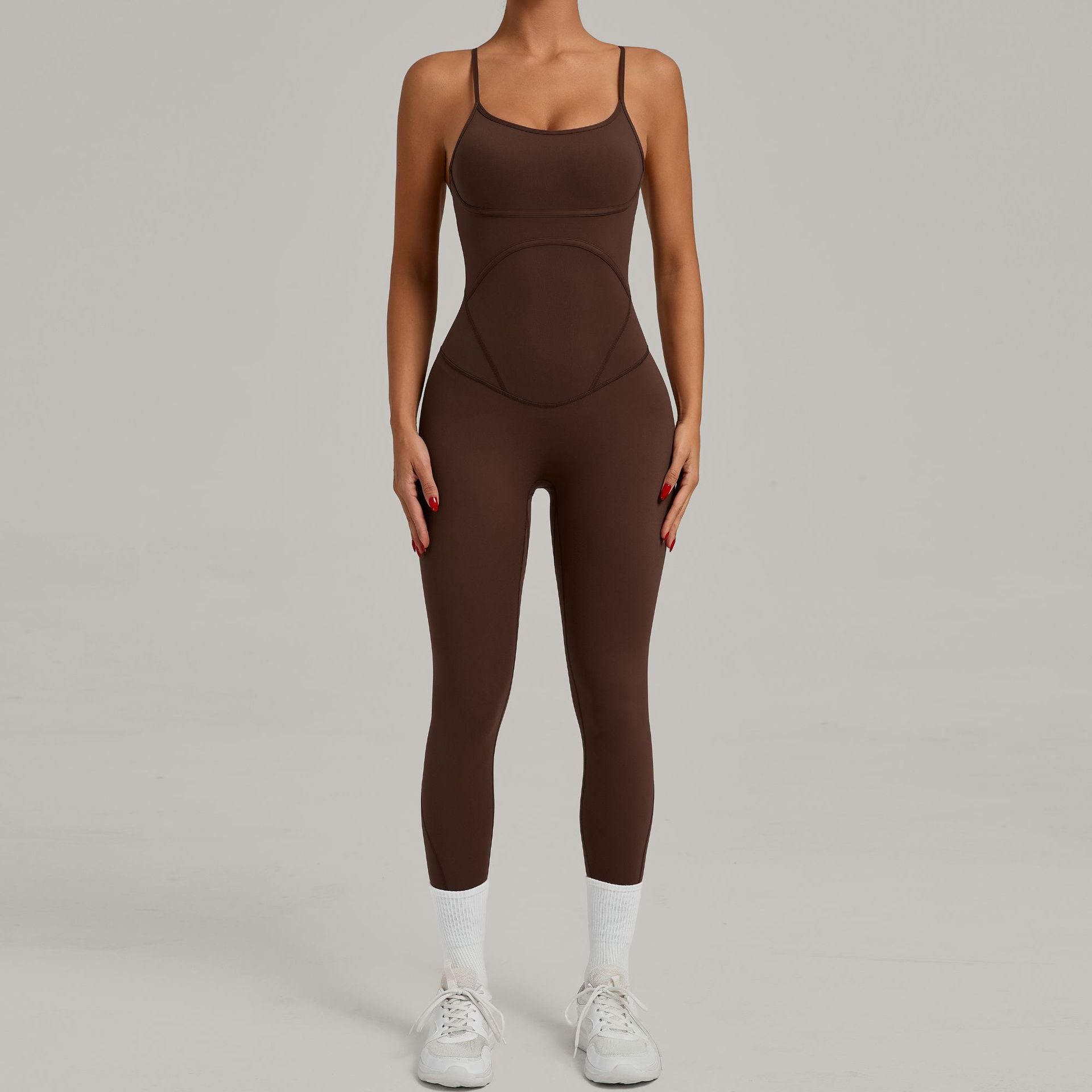 Cross-over adjustable shoulder straps hip-lifting tights jumpsuits