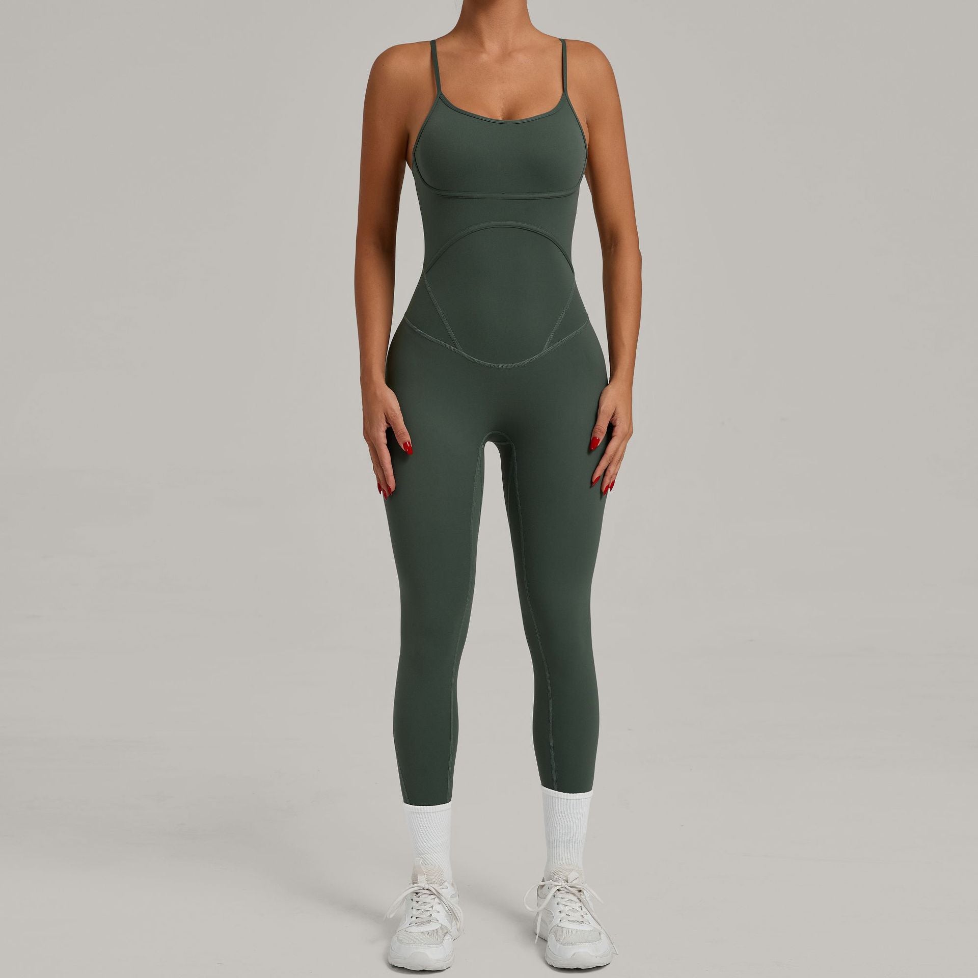 Cross-over adjustable shoulder straps hip-lifting tights jumpsuits
