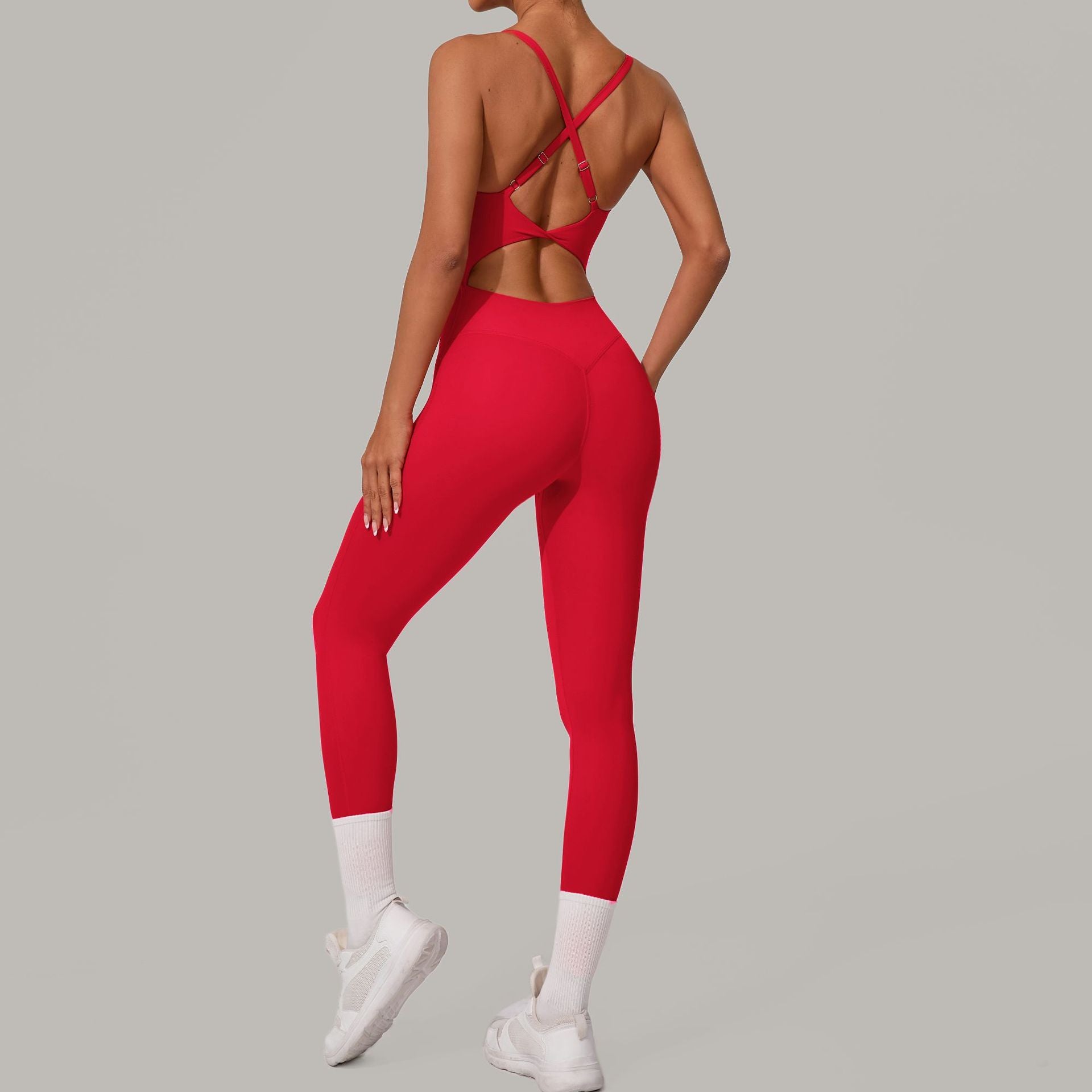 Women's Cross waist hip lifting sports yoga tights jumpsuits