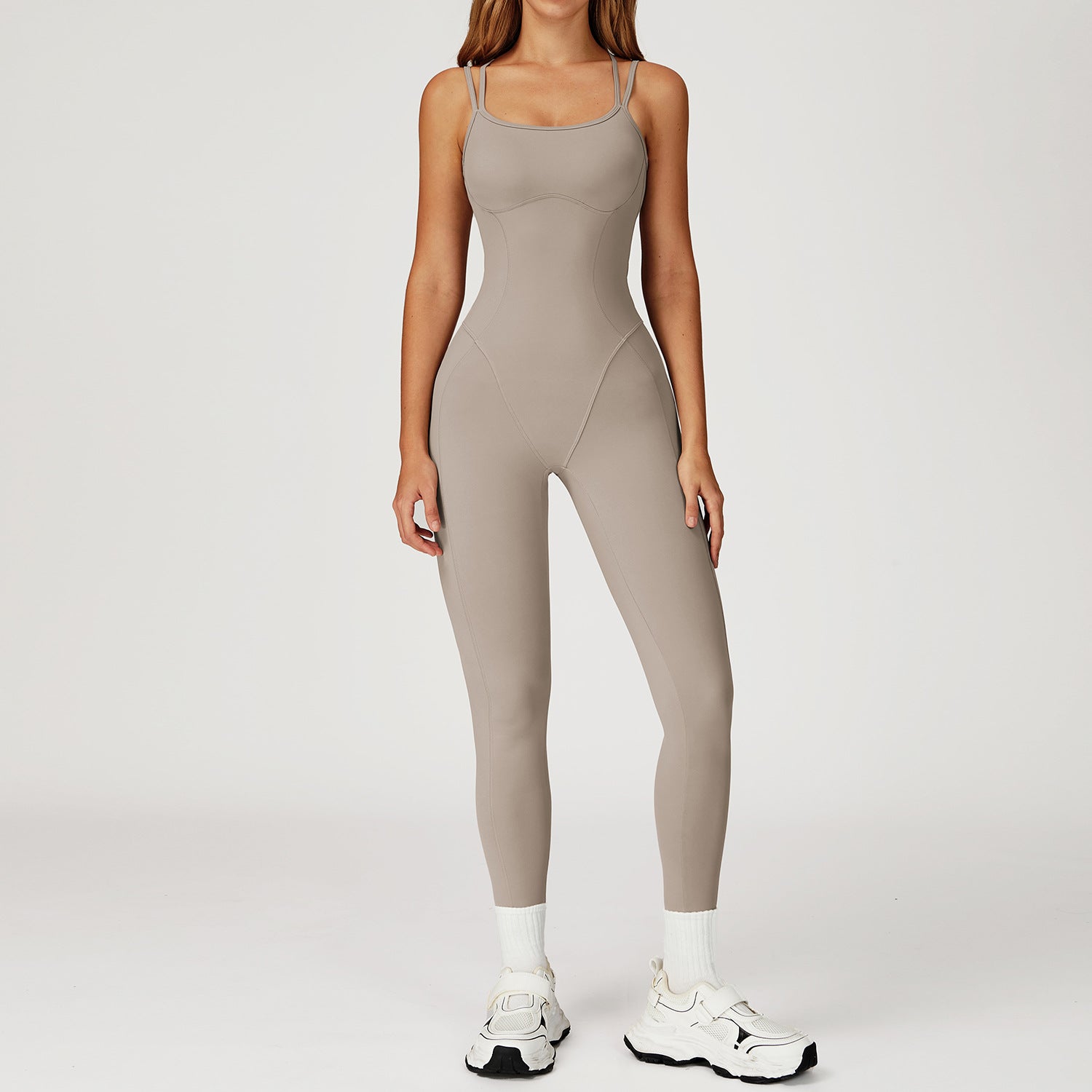 One-piece cross-back slimming yoga jumpsuit