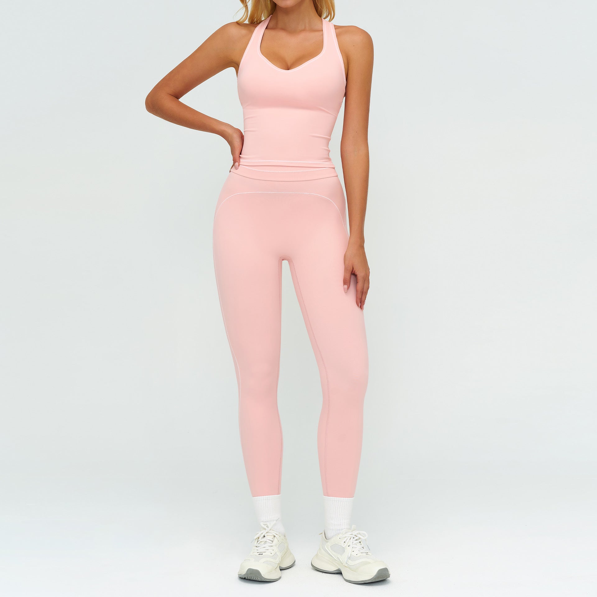 Women's Wholesale Contrasting Color Brushed Yoga Suit