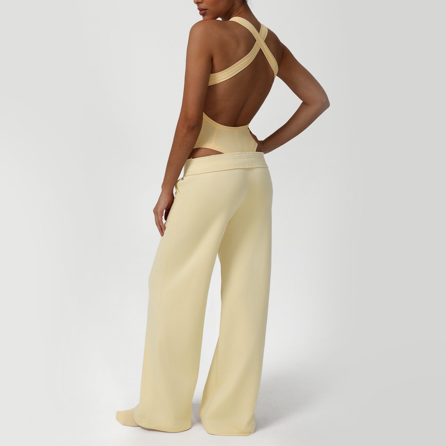 Women's Loose wide leg pants yoga suit jumpsuit