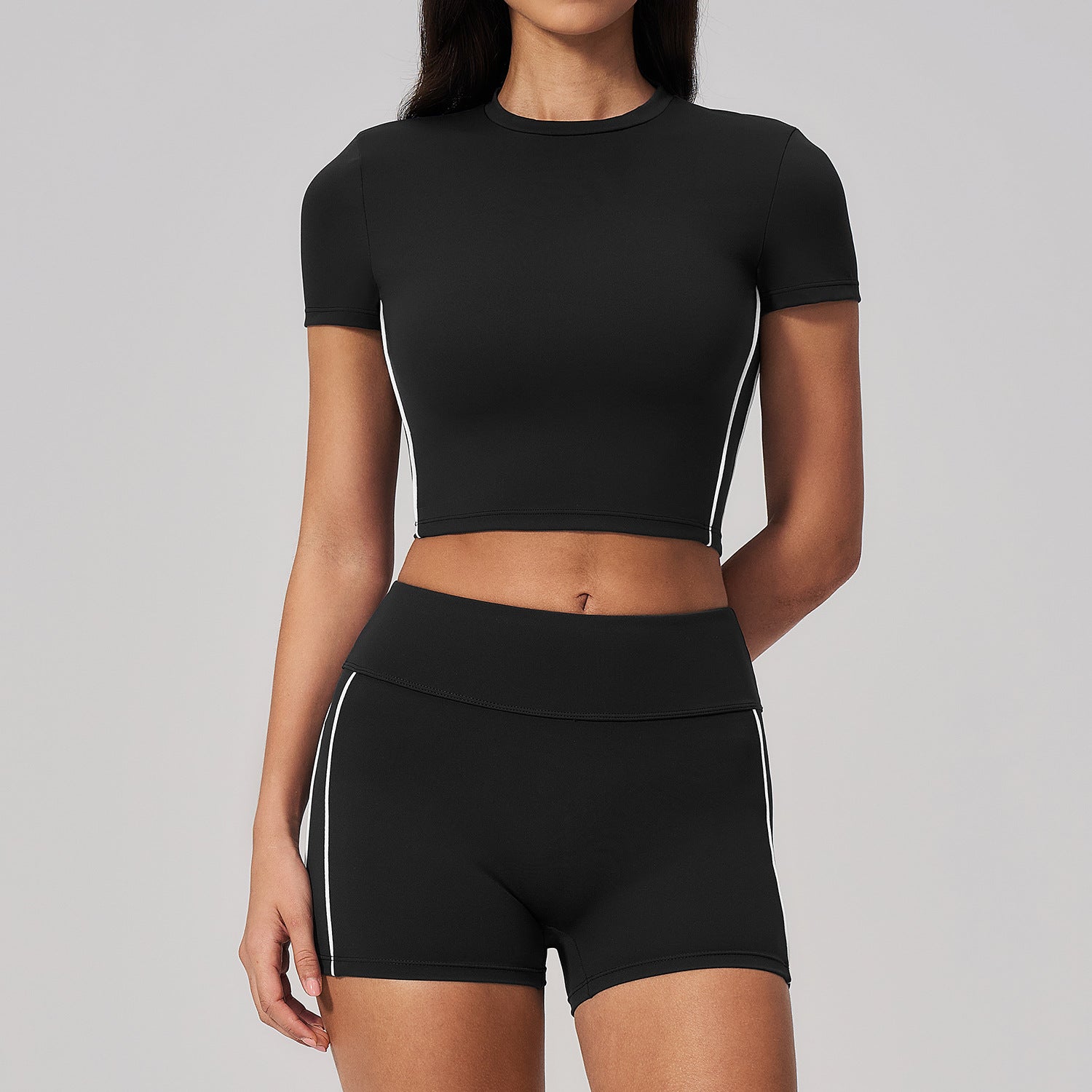 Women's quick-drying shirts with high waist shorts fitness yoga suit