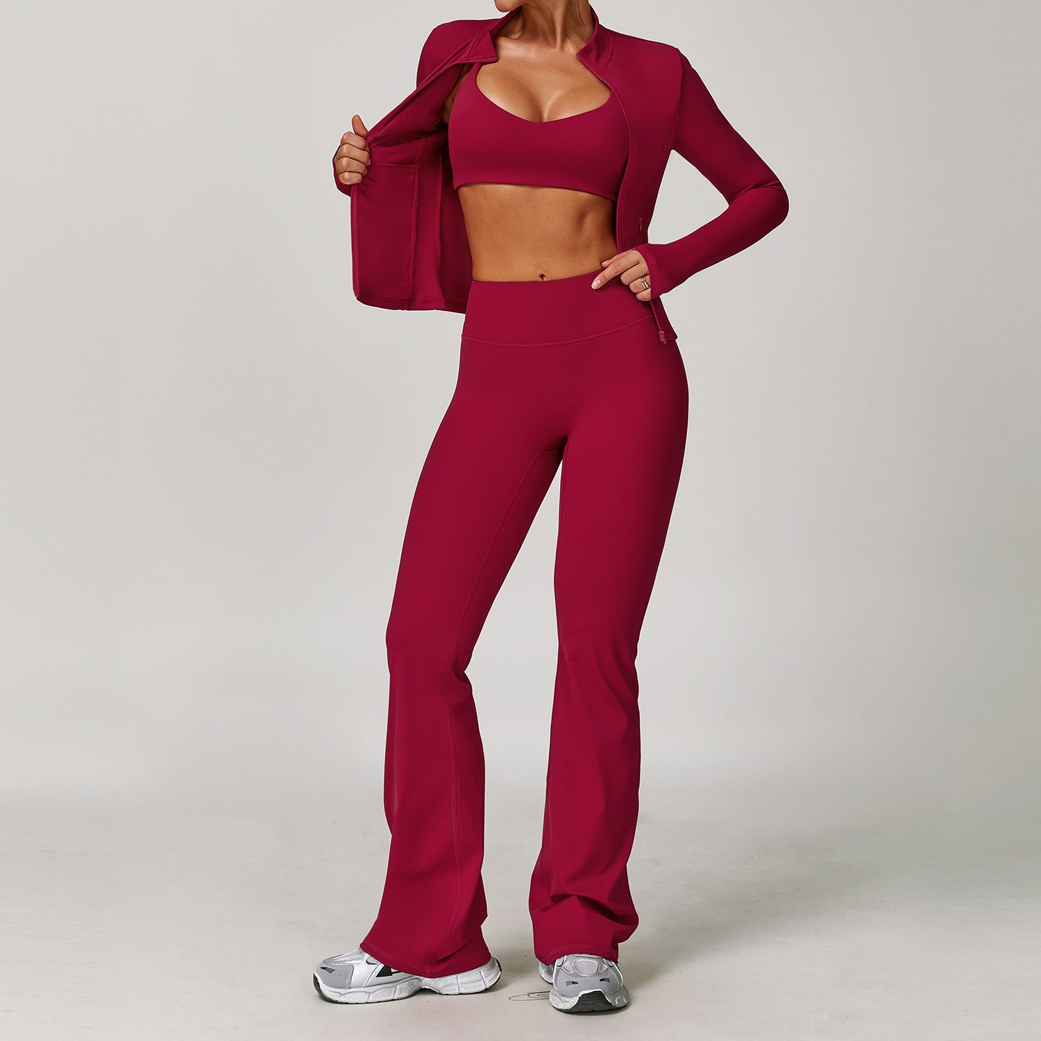 Women's wholesale fitness sports jackets three-piece suit