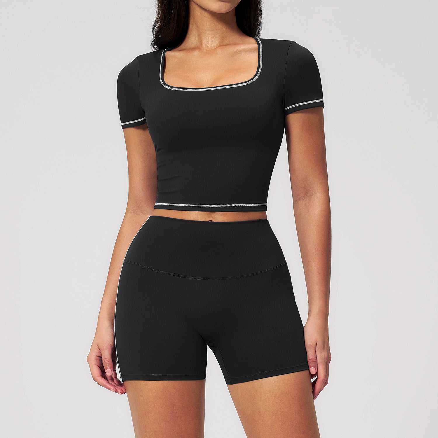 Women's quick-drying shirts with high waist shorts fitness yoga suit