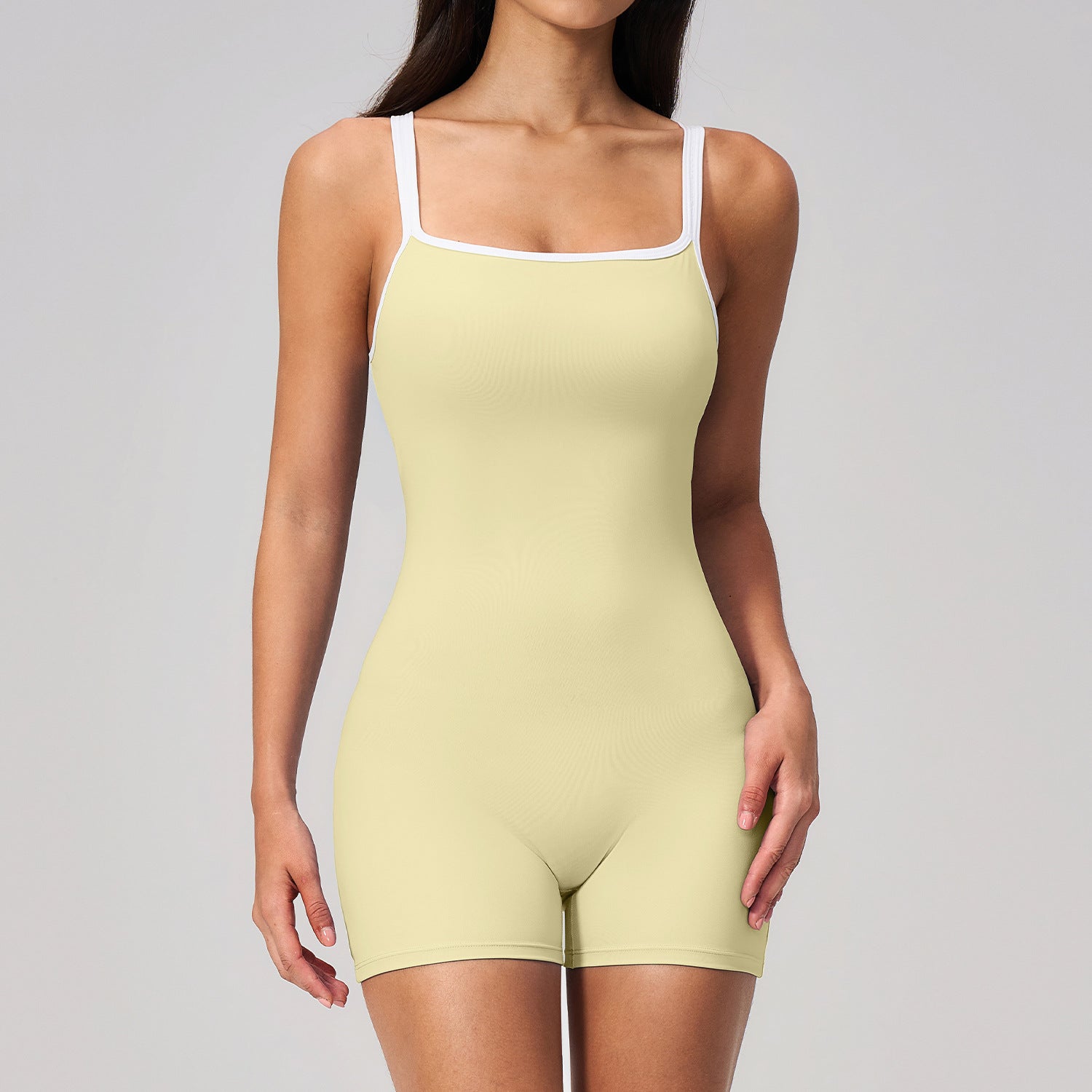 Women's new Open-back fitness romper with shorts