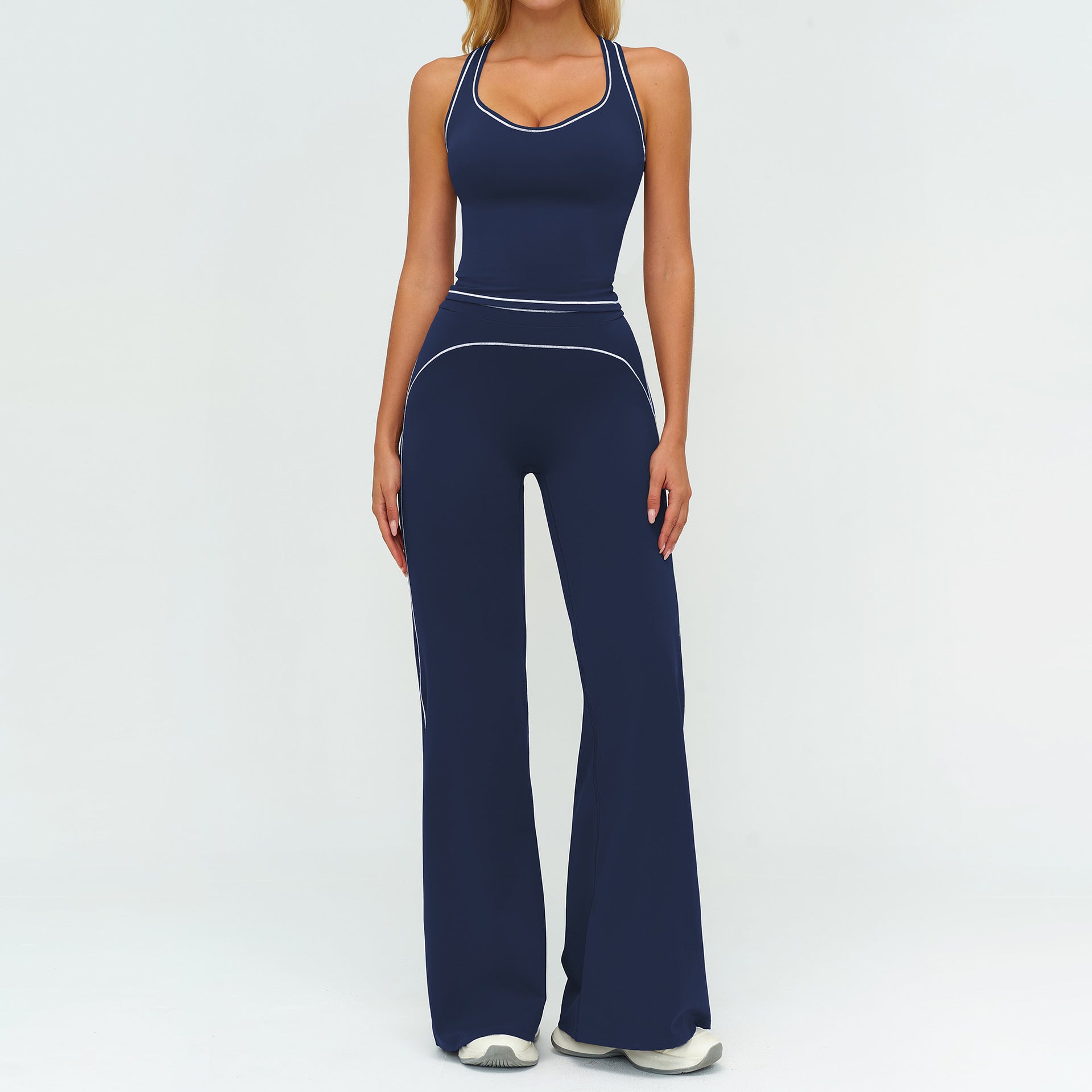 Women's Contrasting Color Brushed Yoga Bras Suit