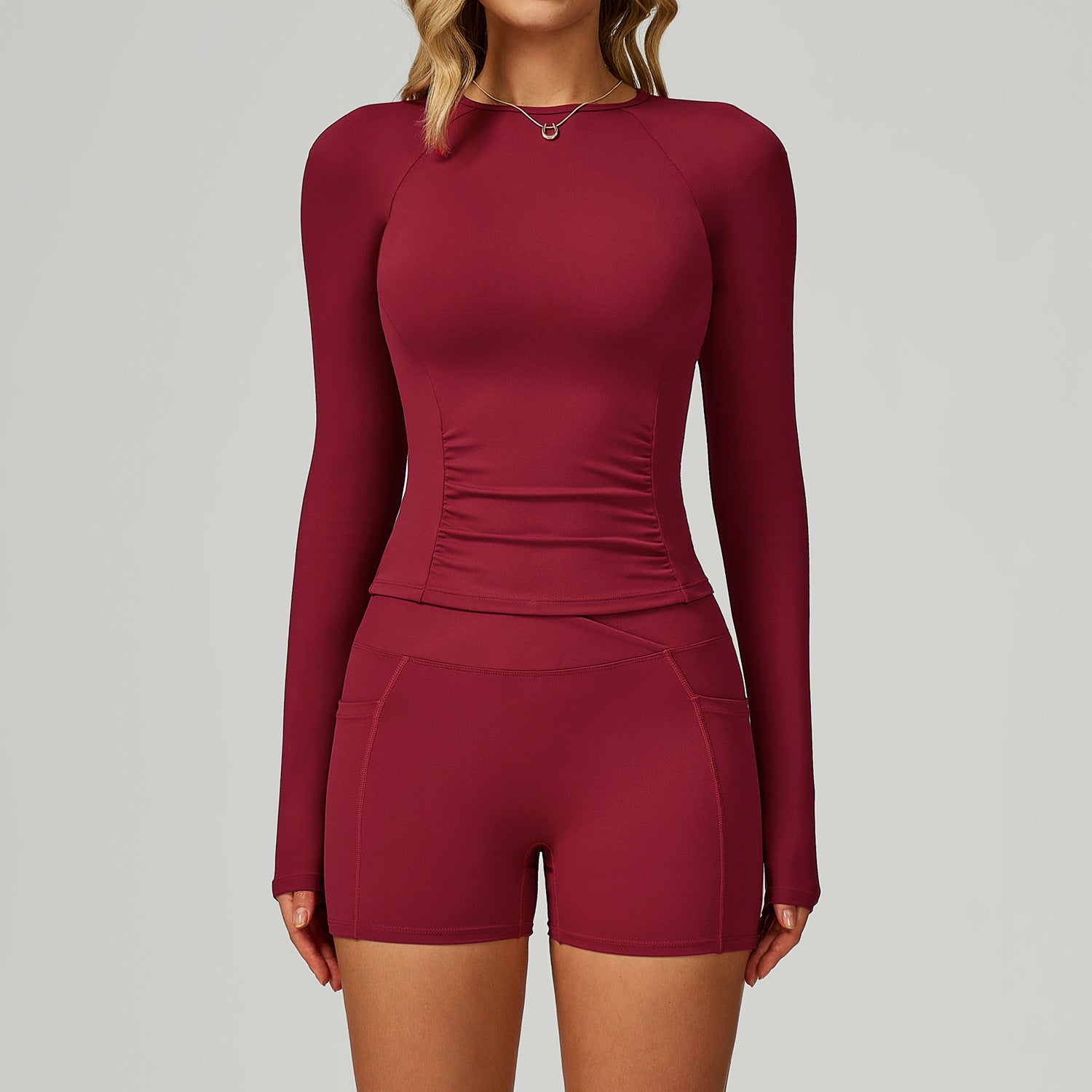 Women's new style long sleeve tops with shorts set