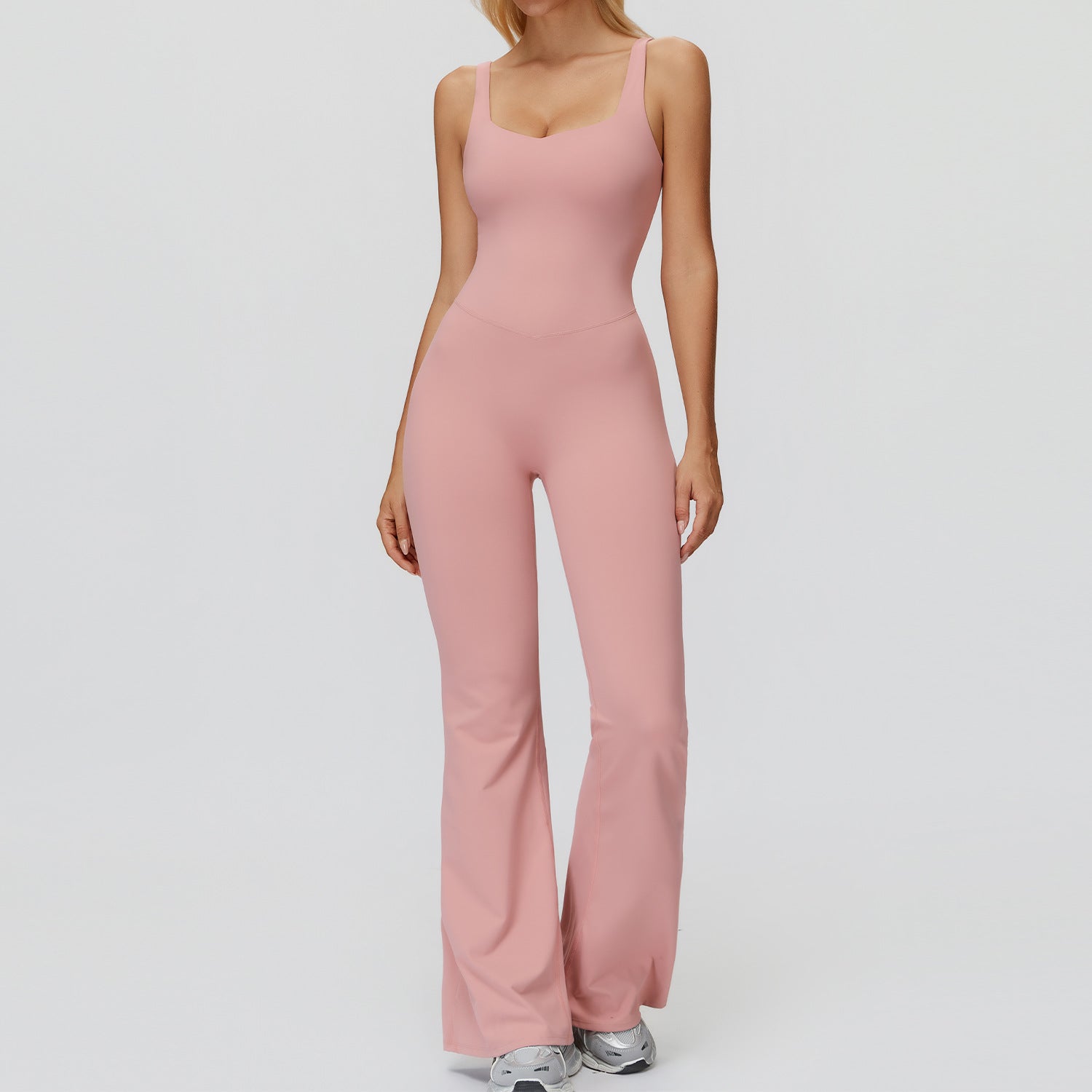 Cross-Back Flared Wide-Leg Jumpsuit