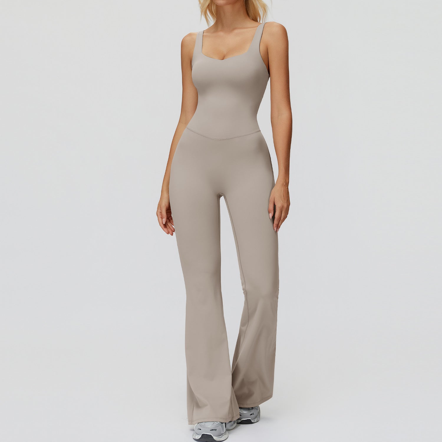 Cross-Back Flared Wide-Leg Jumpsuit