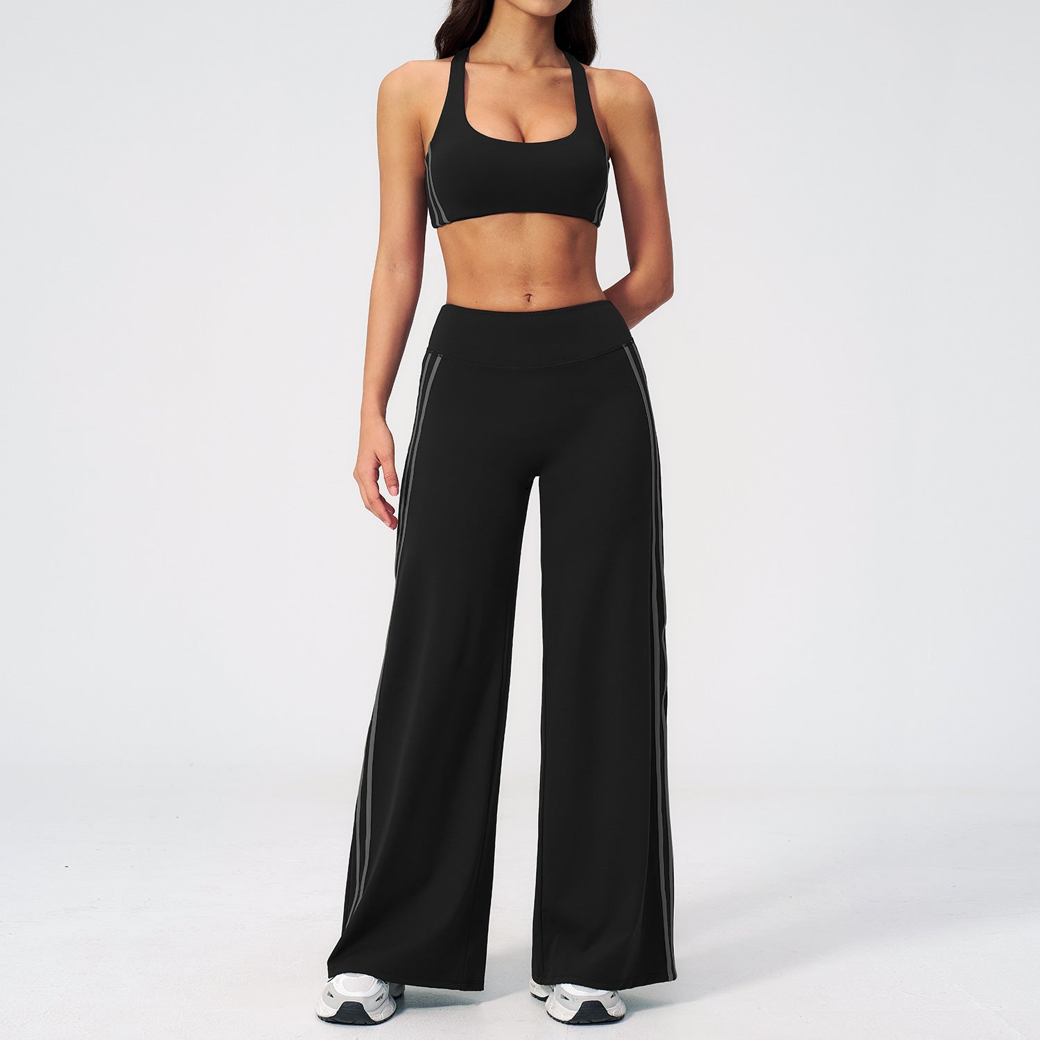 Women's High-Waisted Slim Fit Yoga Fitness Set Sculpted Open-Back Design