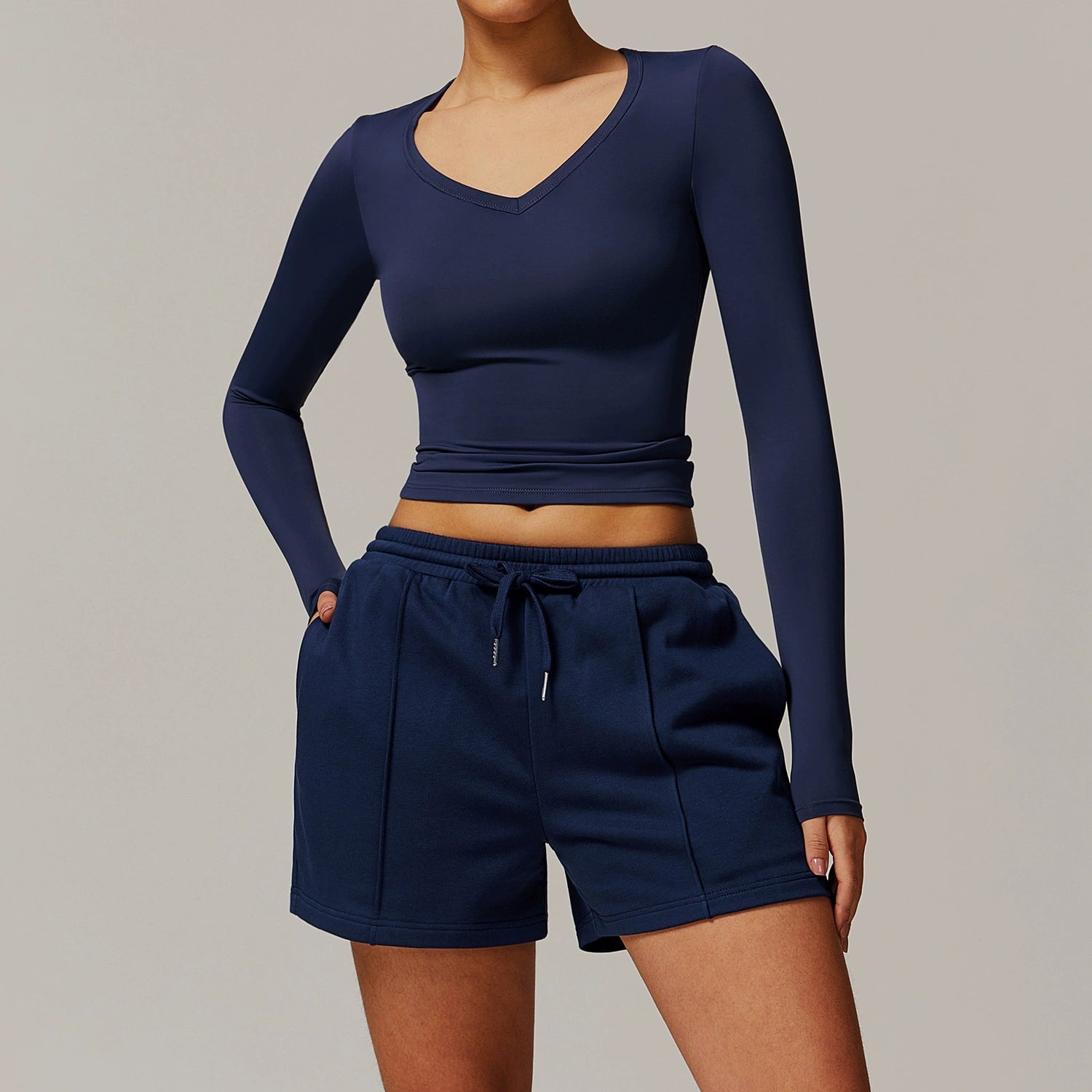 Women's Brushed long-sleeved with high waist tight wide-leg sweatpants yoga suit