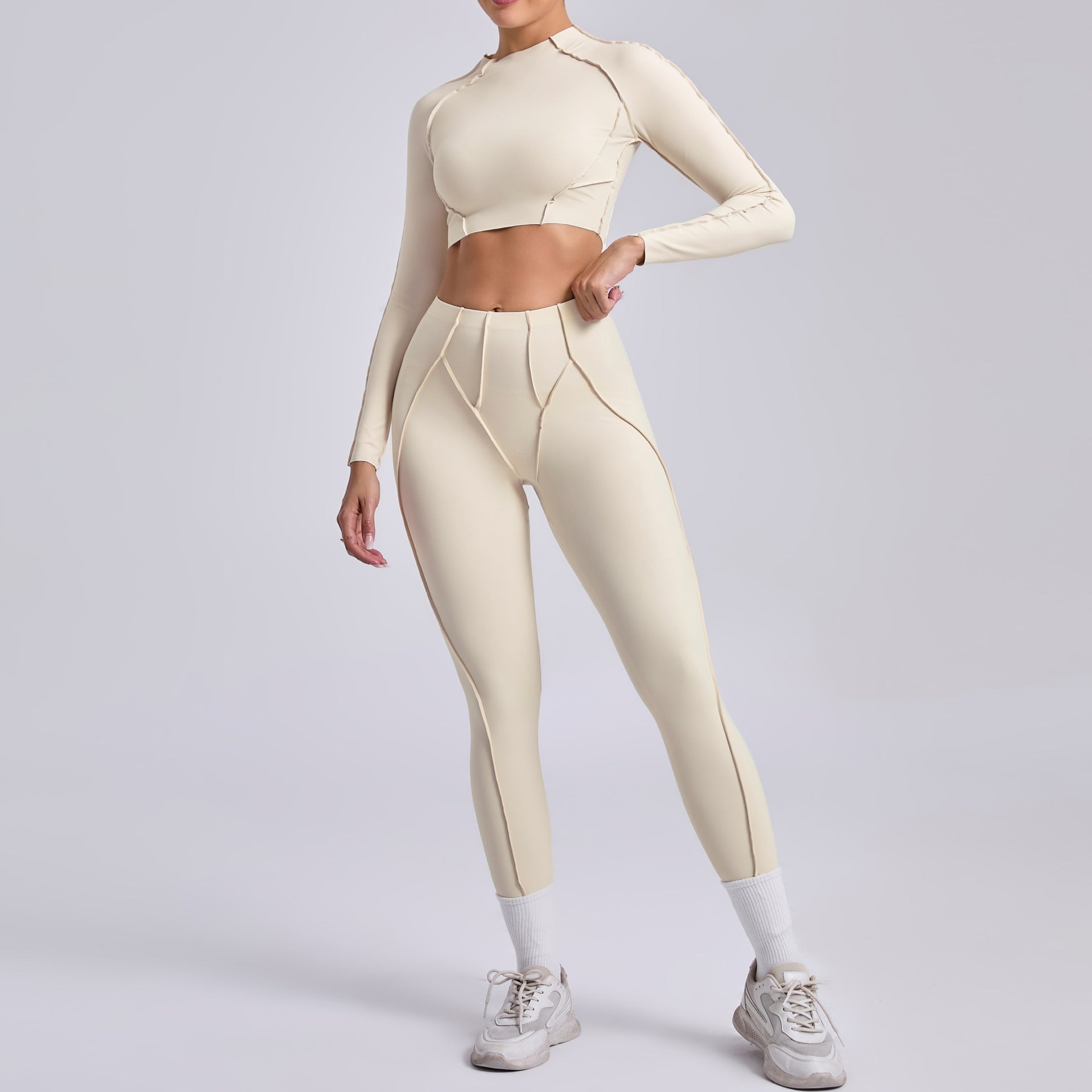 Pleated hip-lifting all-match yoga wear running sports fitness suit