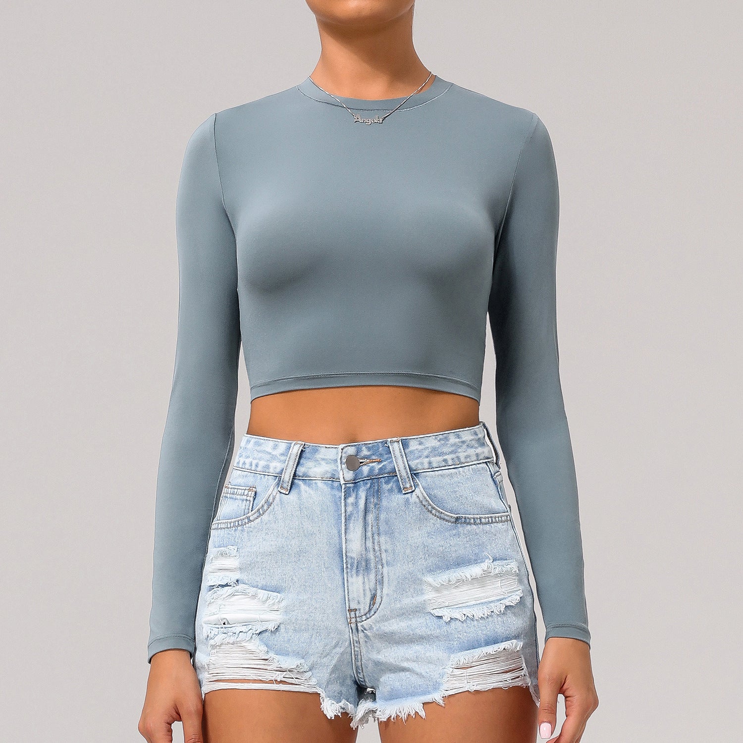 New Solid Color Tops Sports Casual Long-sleeved T-shirt
