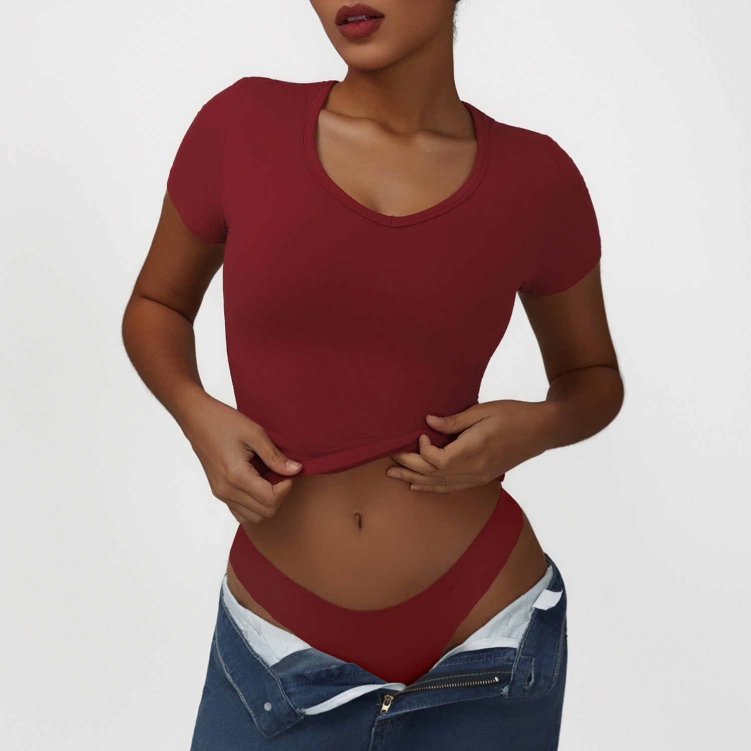 women's v-neck sexy back sports top
