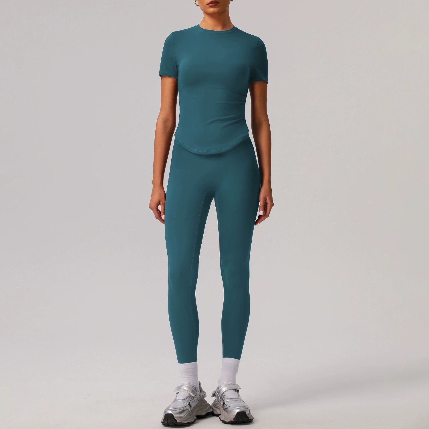 Women's fitness short sleeve shirt sportswear set
