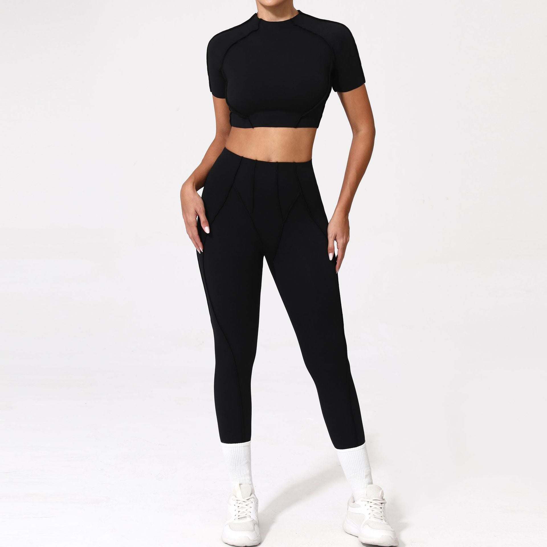 Women's quick-drying short-sleeved sports fitness suit
