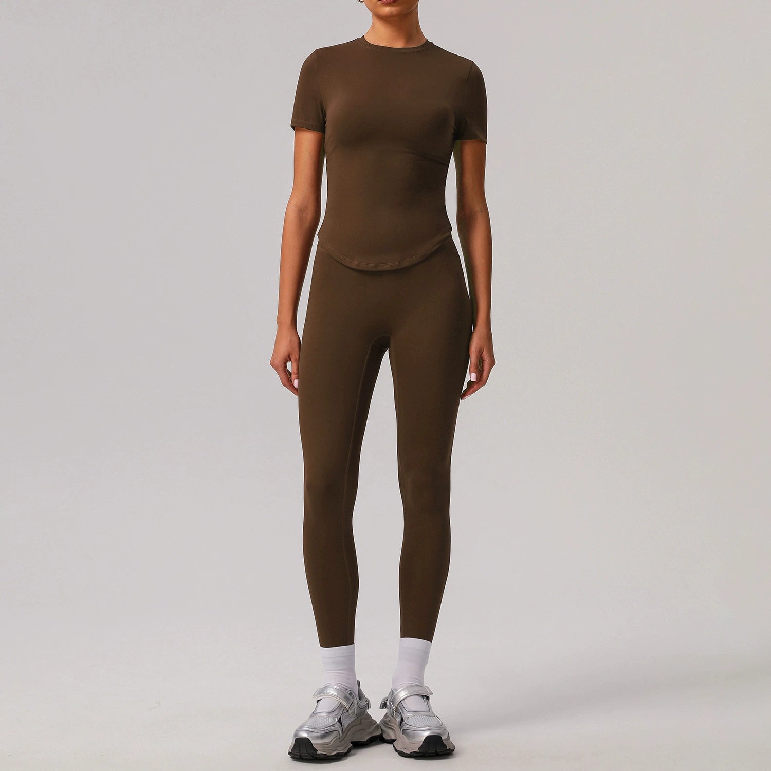 Women's fitness short sleeve shirt sportswear set