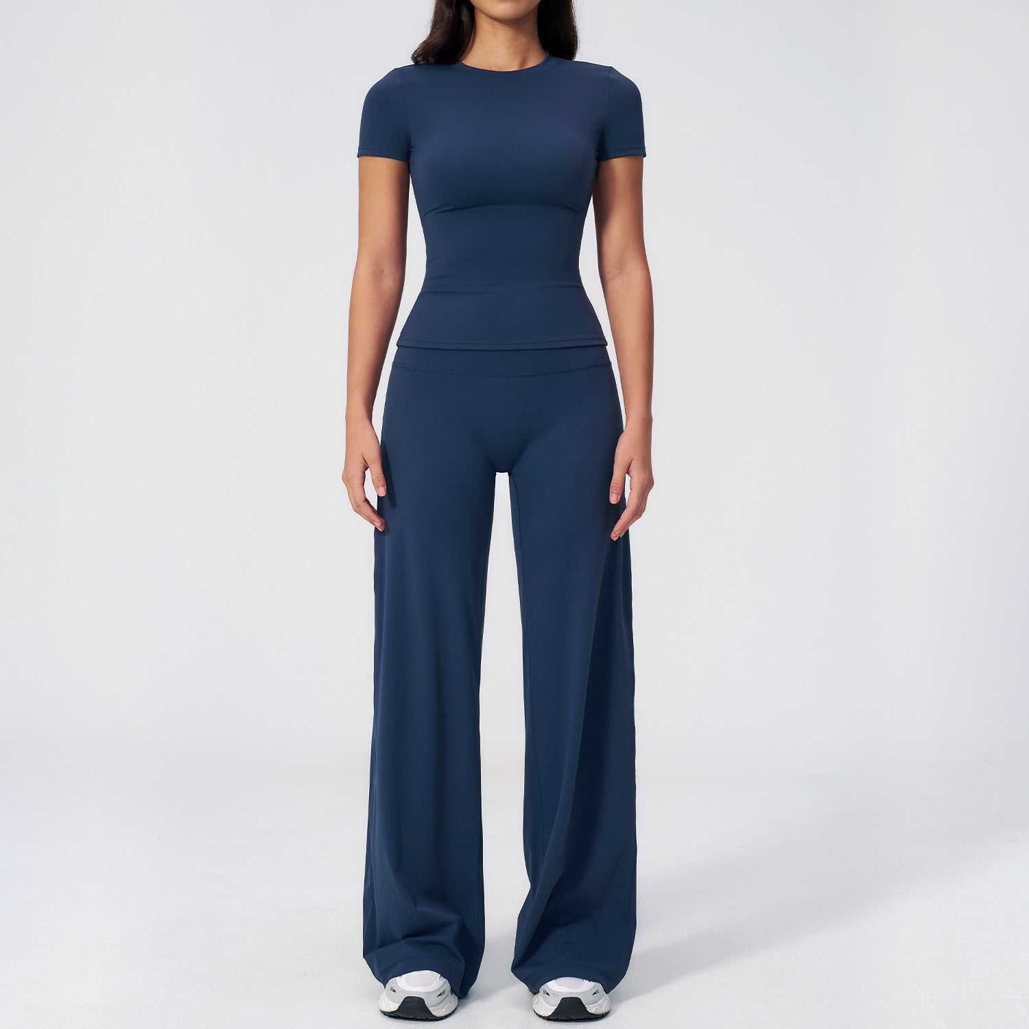 Women's short sleeve tops with High-waisted pants fitness yoga suit