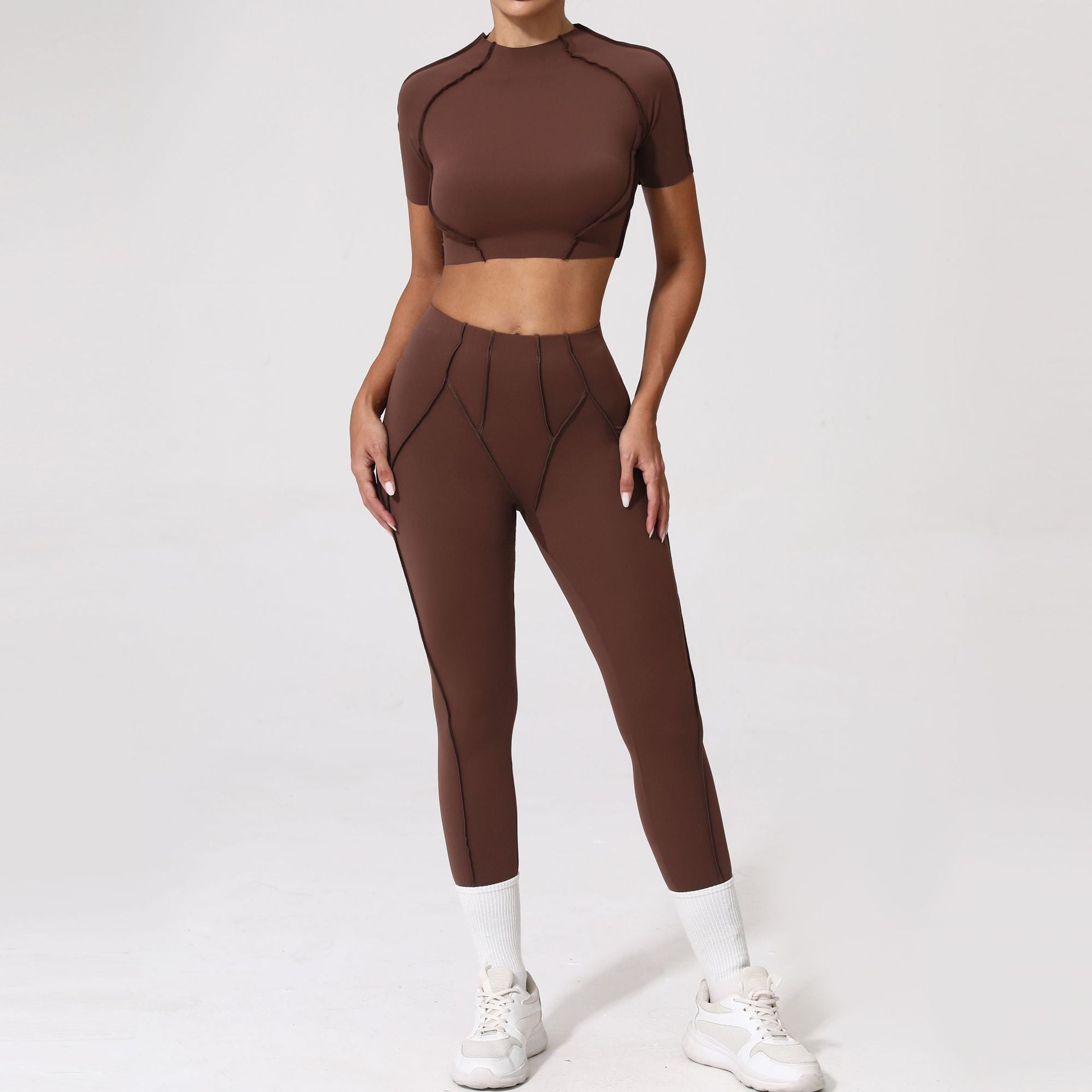 Women's quick-drying short-sleeved sports fitness suit