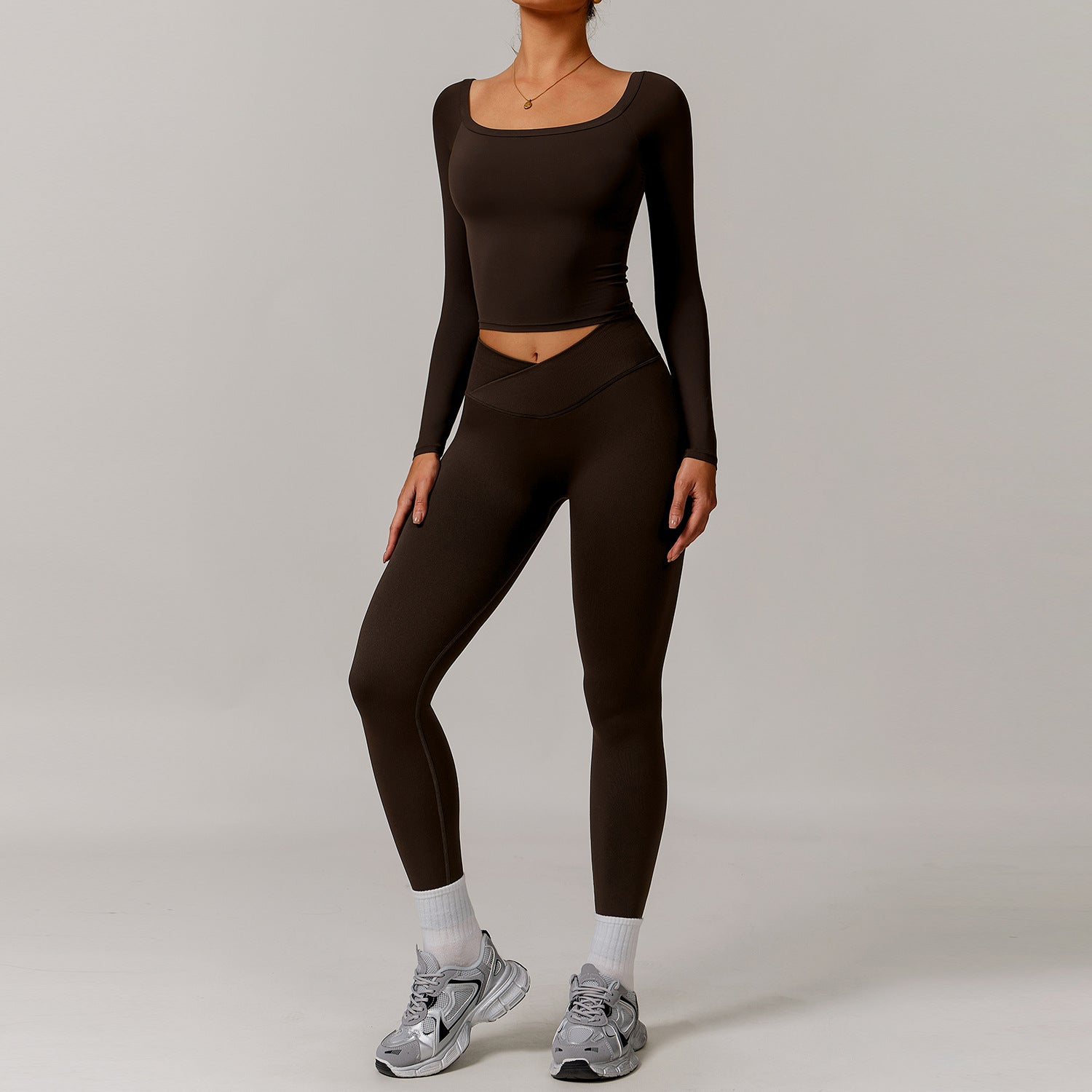 Women's Off-shoulder long sleeve with leggings yoga set