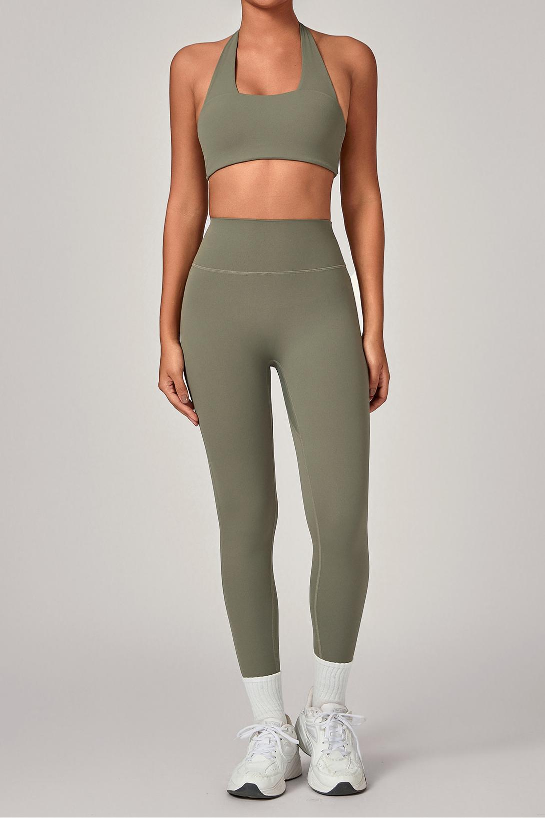 Tight-fitting sports backless bras yoga set