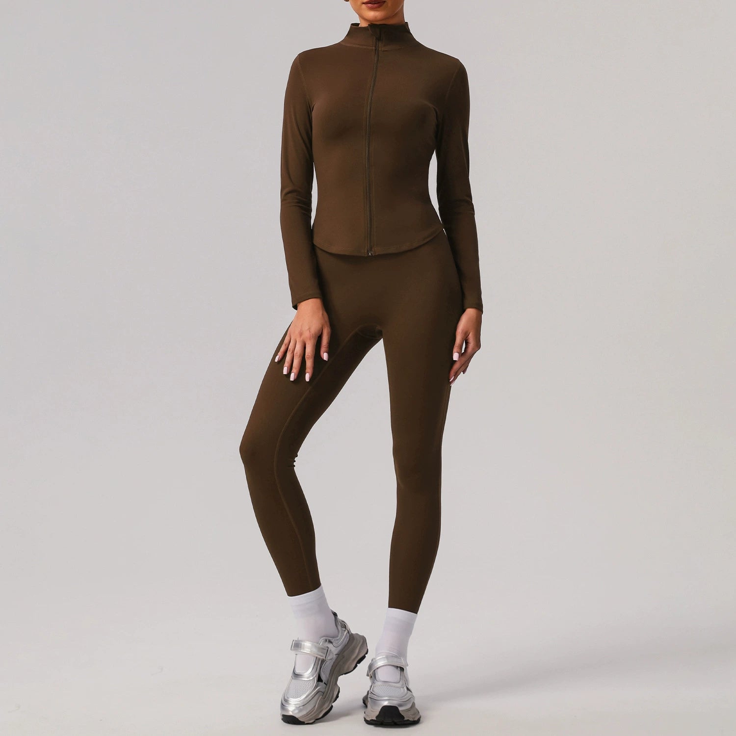 Women's Tight Nude long jacket Yoga Set