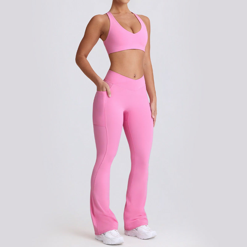 Quick-drying sports bras suit new fashion flare pants set