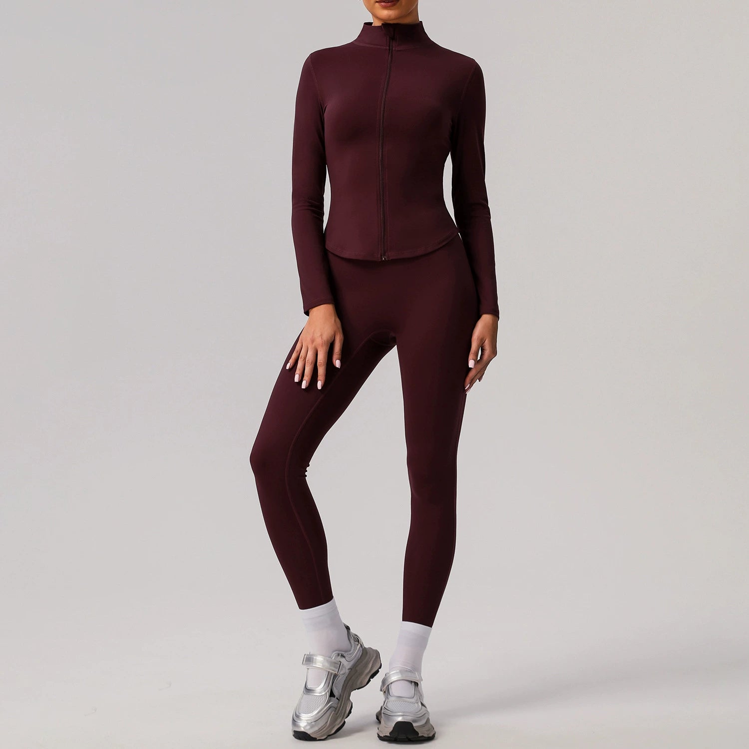 Women's Tight Nude long jacket Yoga Set