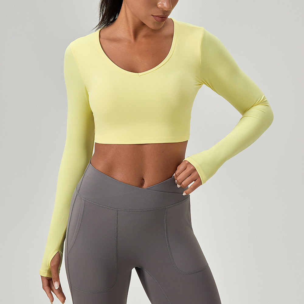 Tight long sleeve yoga wear cross back sports top