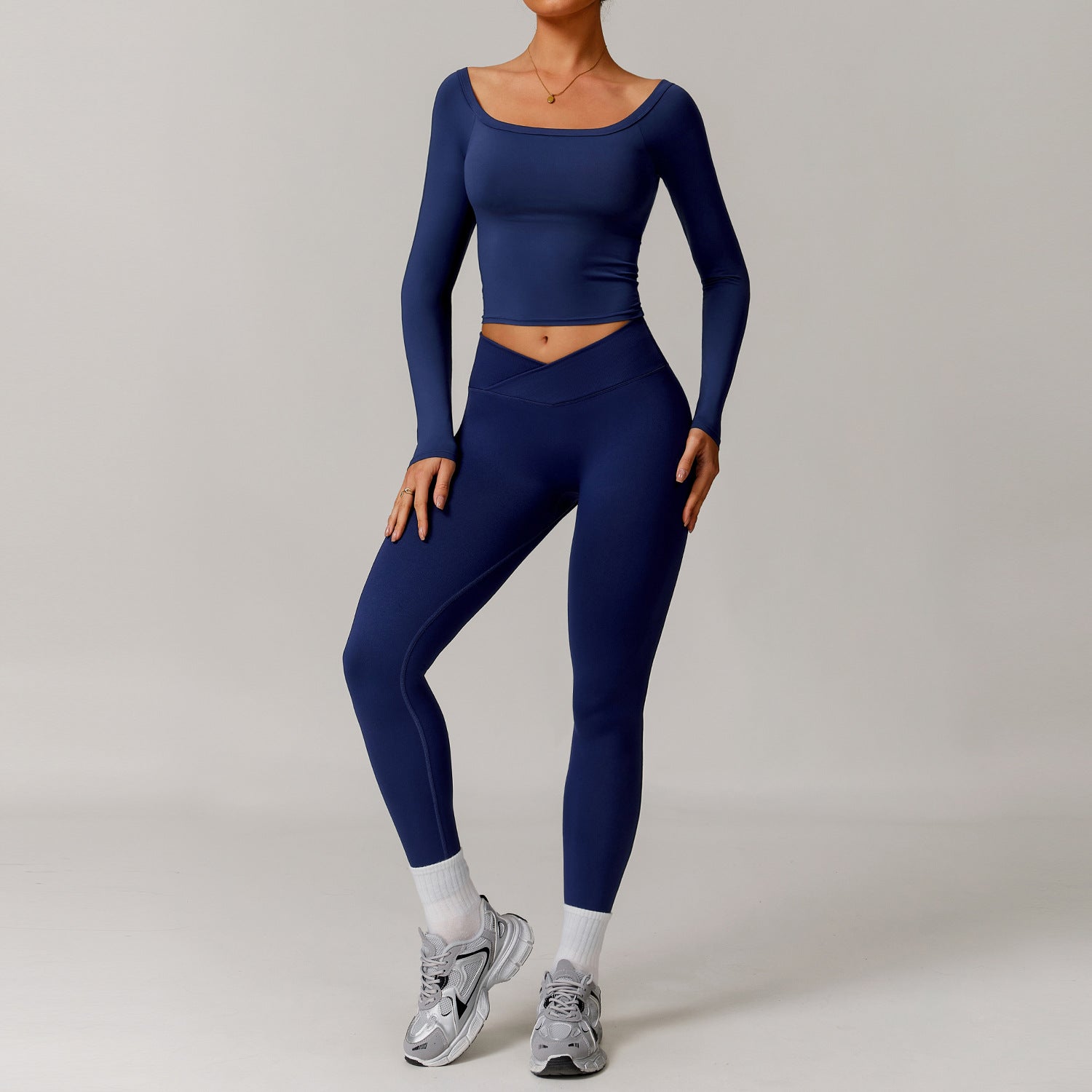 Women's Off-shoulder long sleeve with leggings yoga set