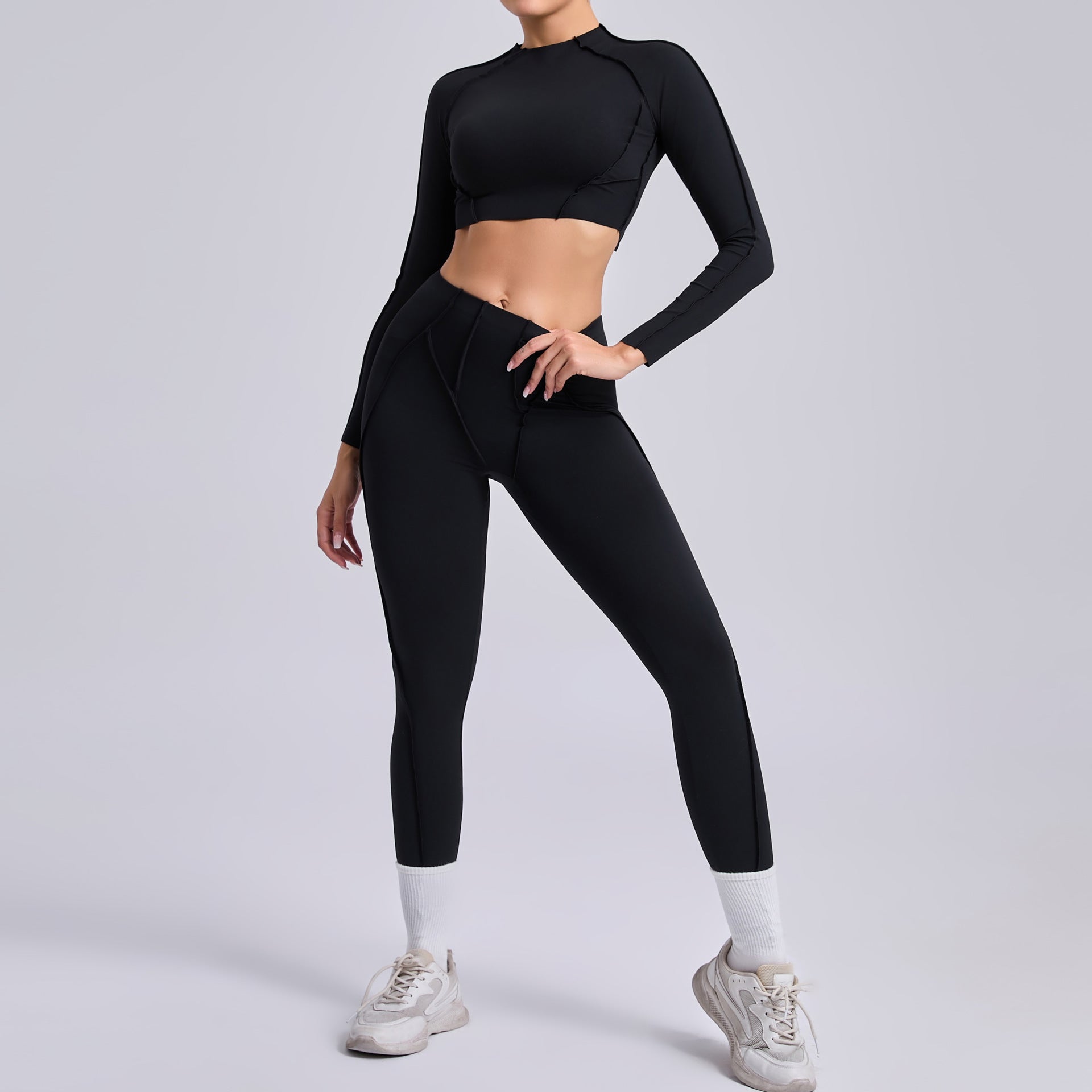 Pleated hip-lifting all-match yoga wear running sports fitness suit