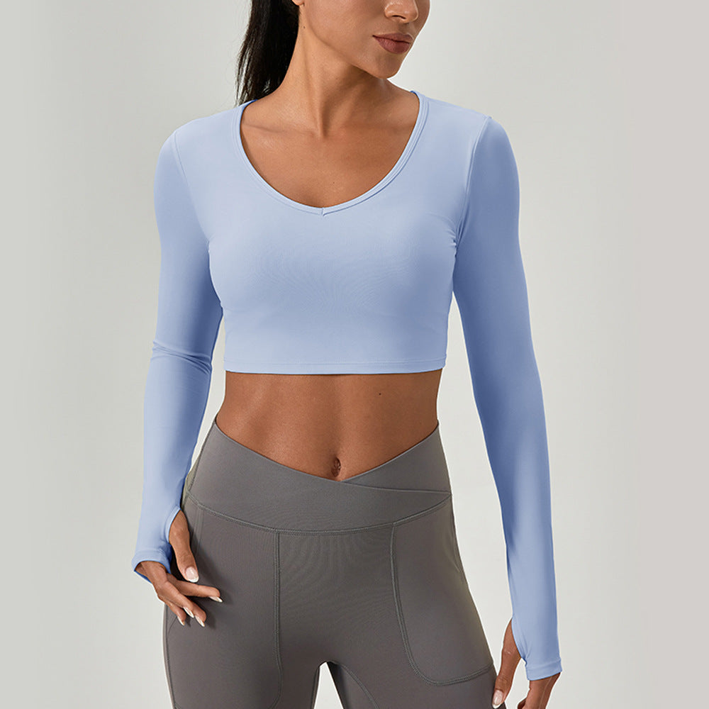 Tight long sleeve yoga wear cross back sports top