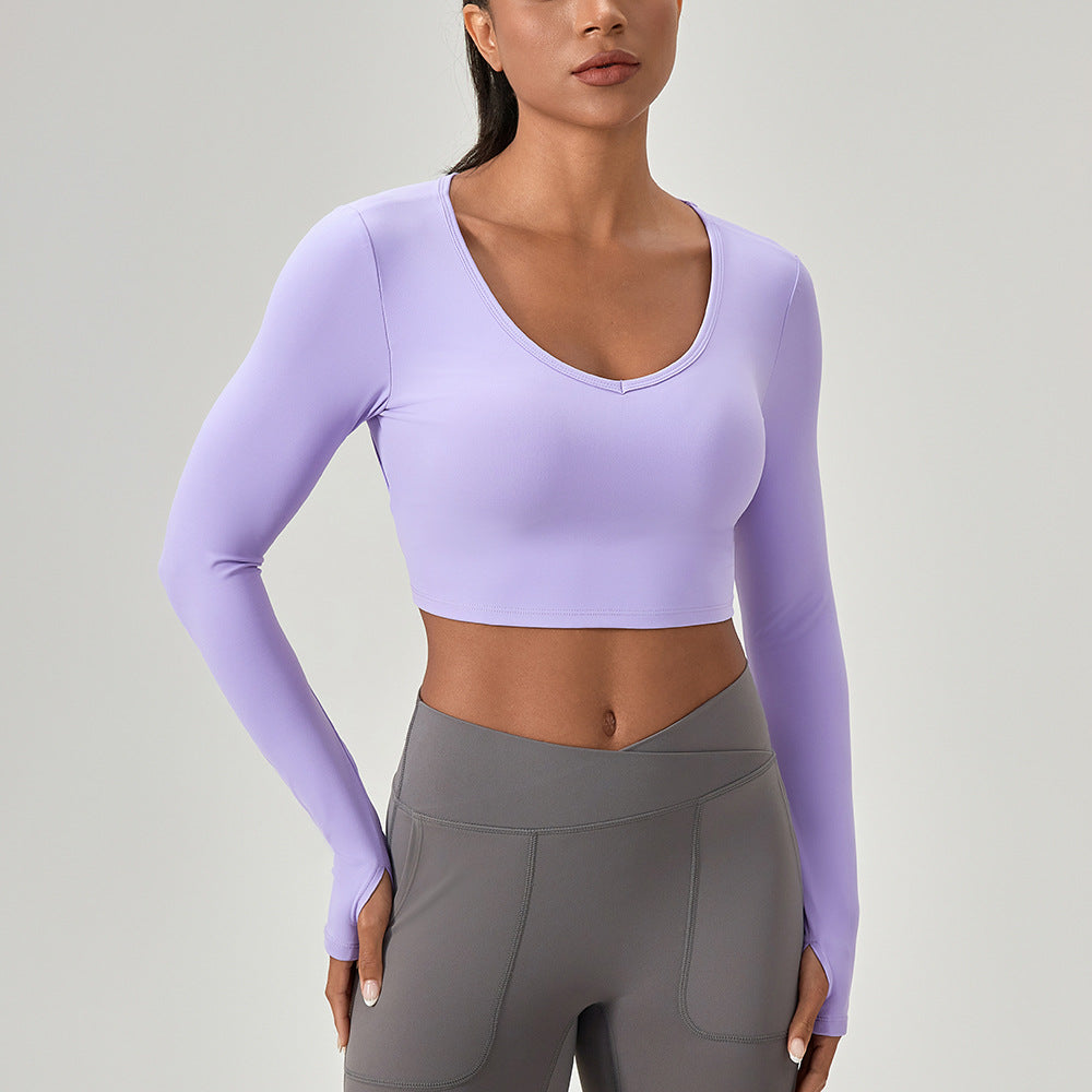 Tight long sleeve yoga wear cross back sports top